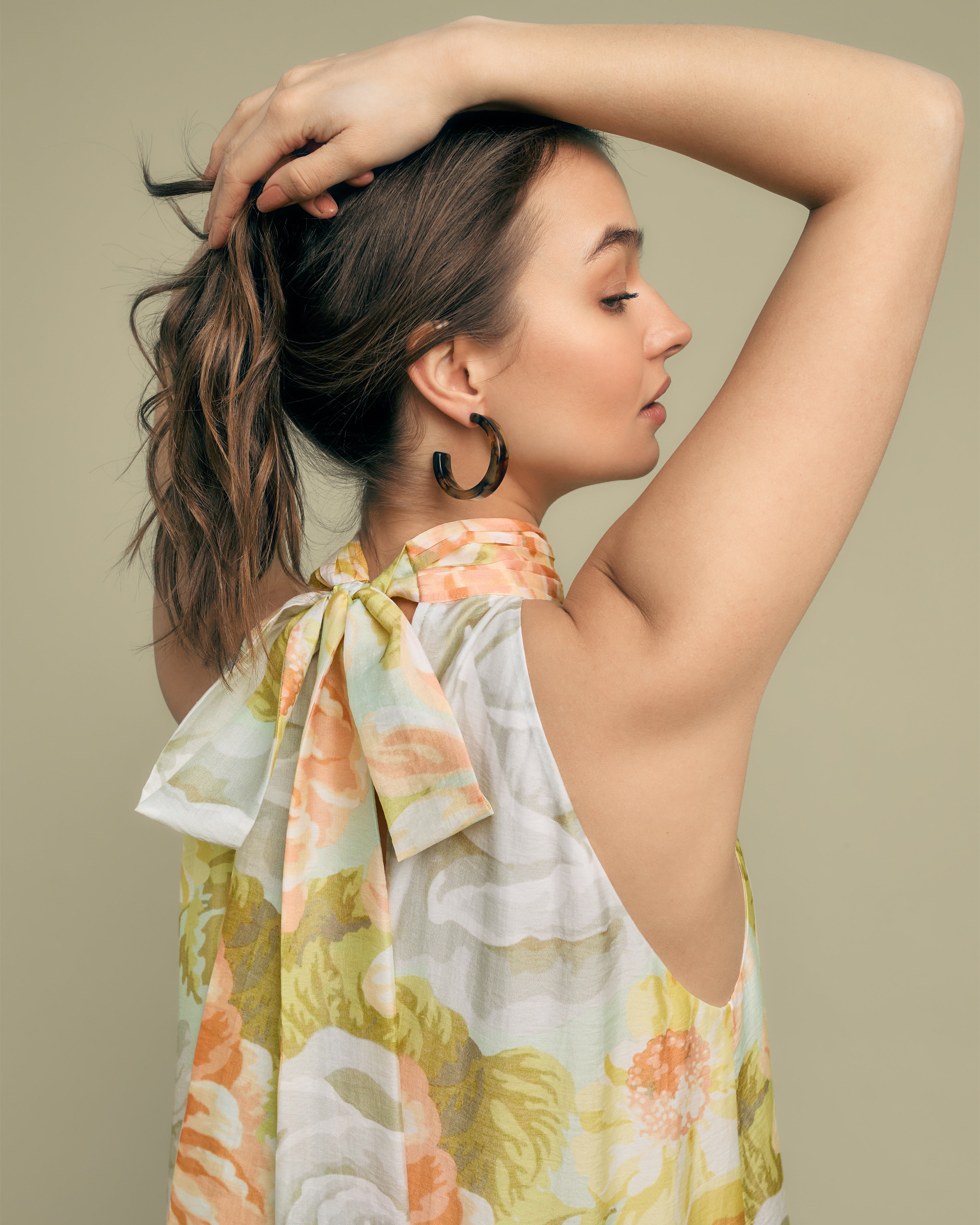 Florere High Neck Tiered Midi Dress