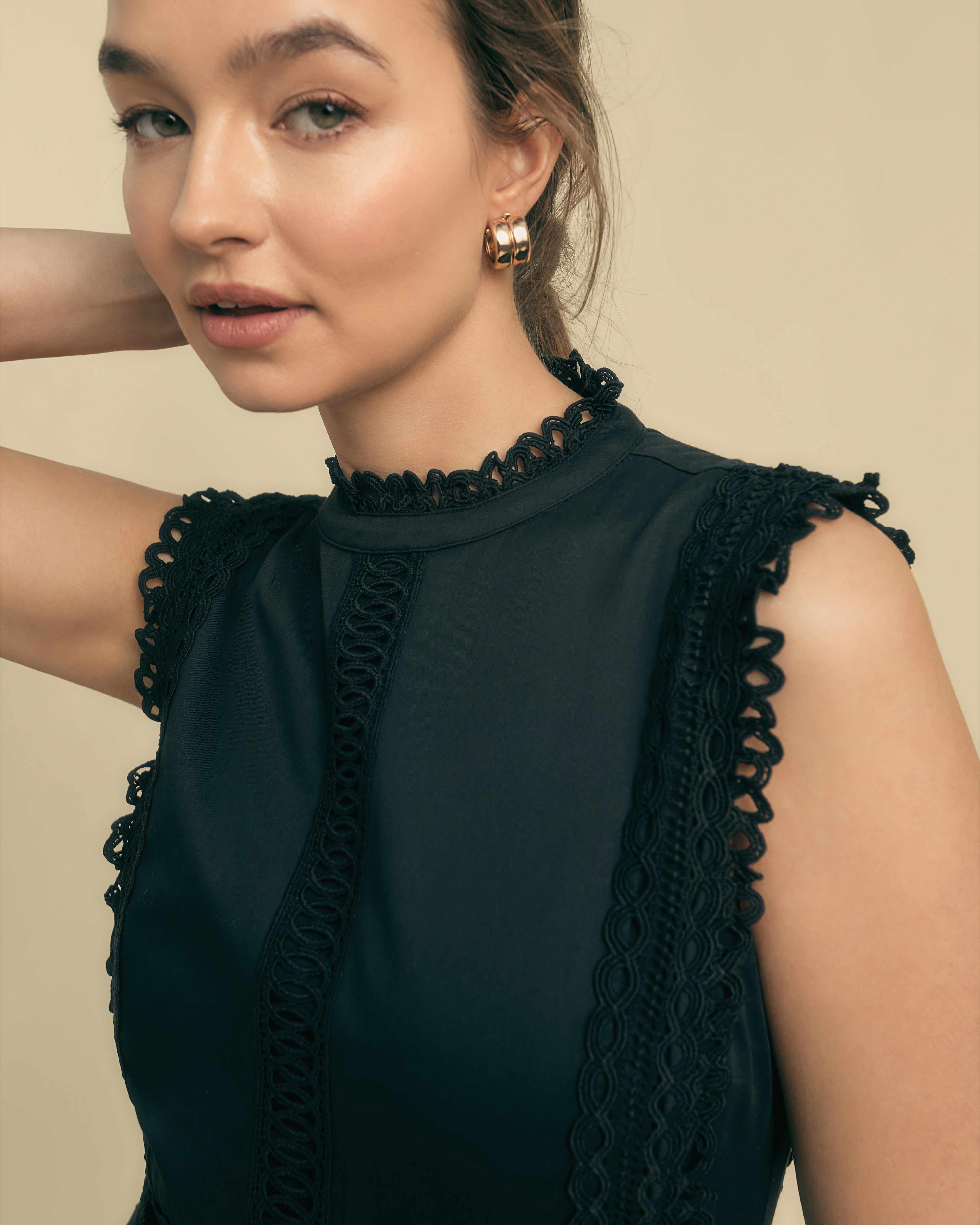Lace Detail Cotton Midi Dress