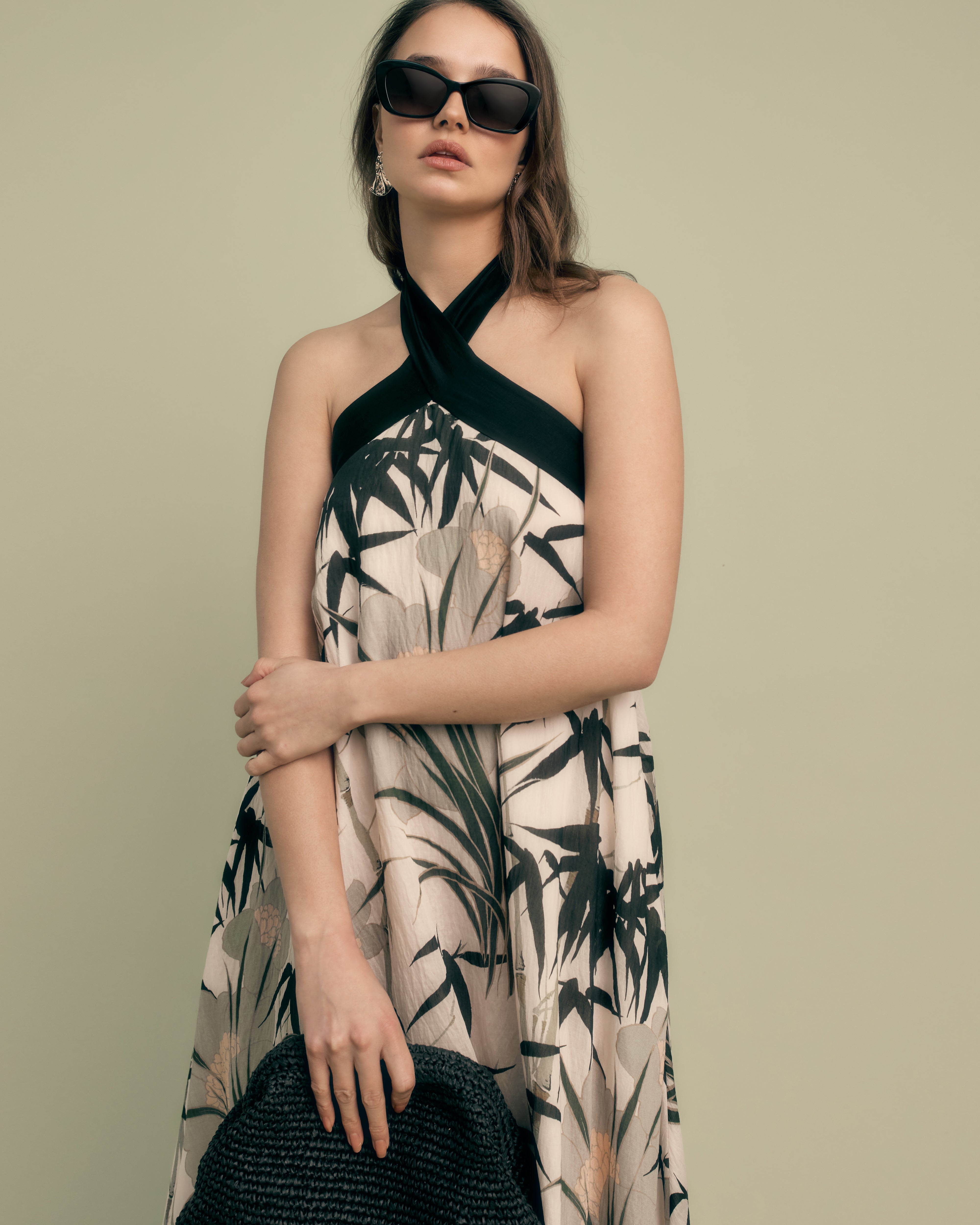 Printed Halterneck Midaxi Dress
