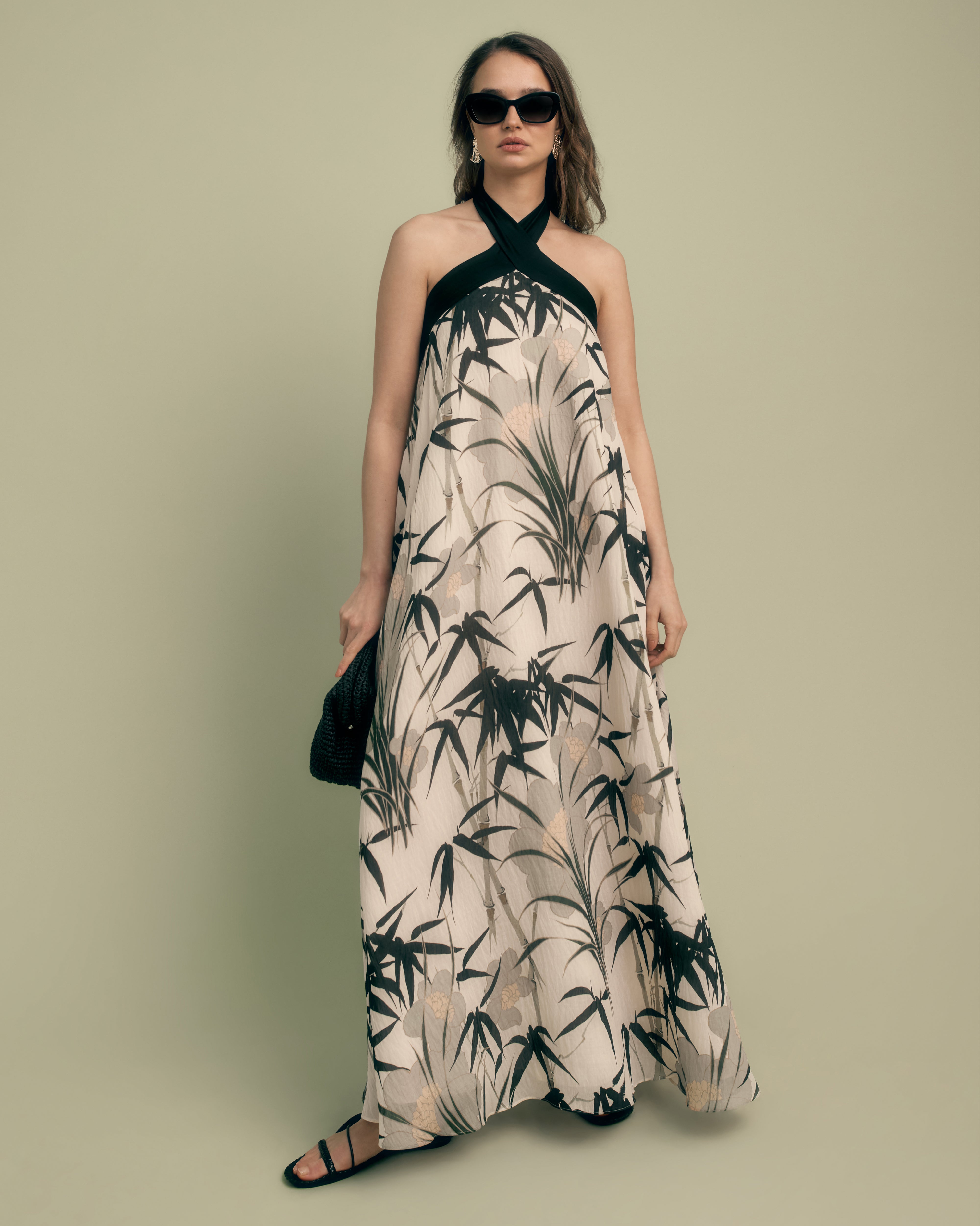 Printed Halterneck Midaxi Dress