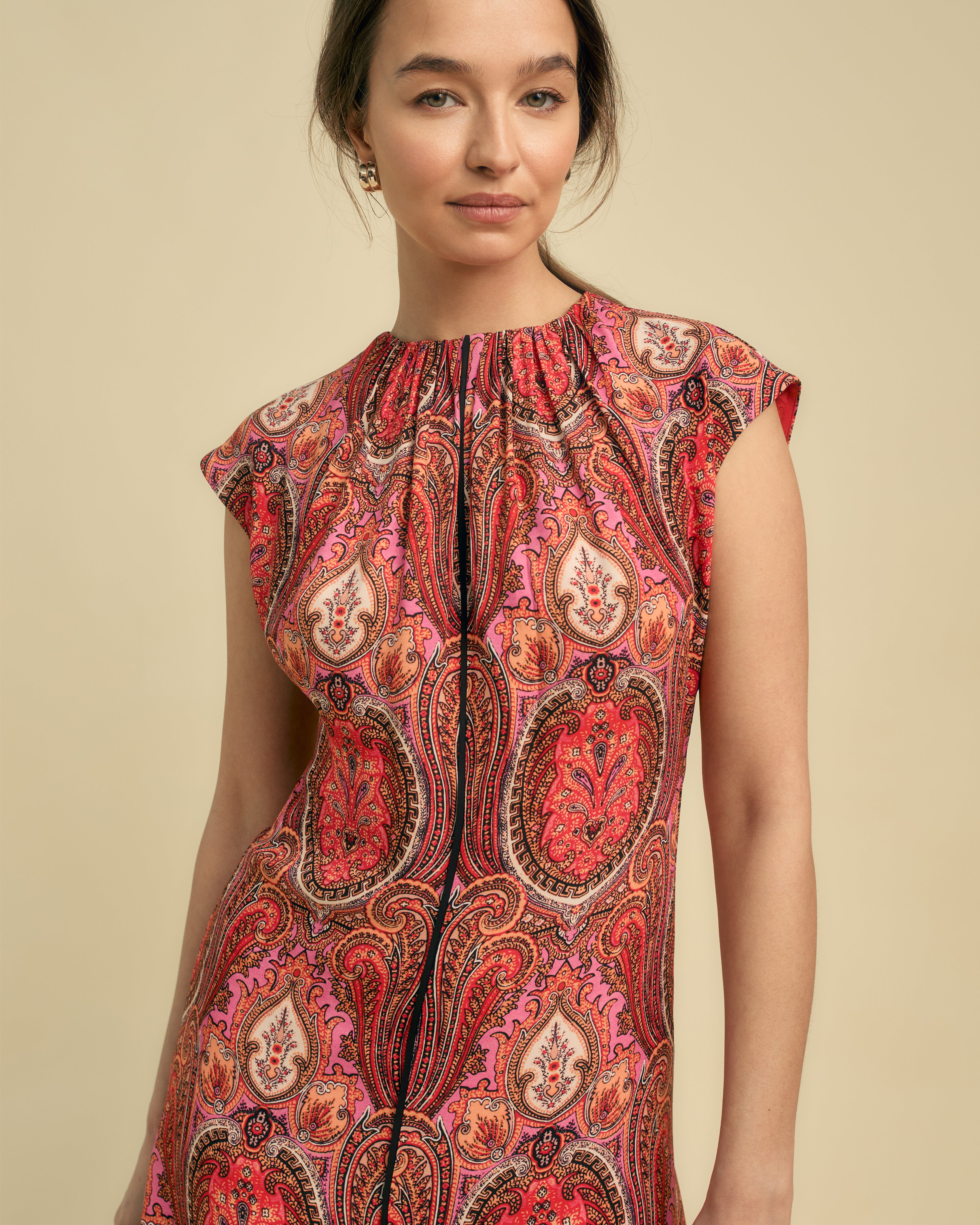 Paisley Print Tie Back Midi Dress