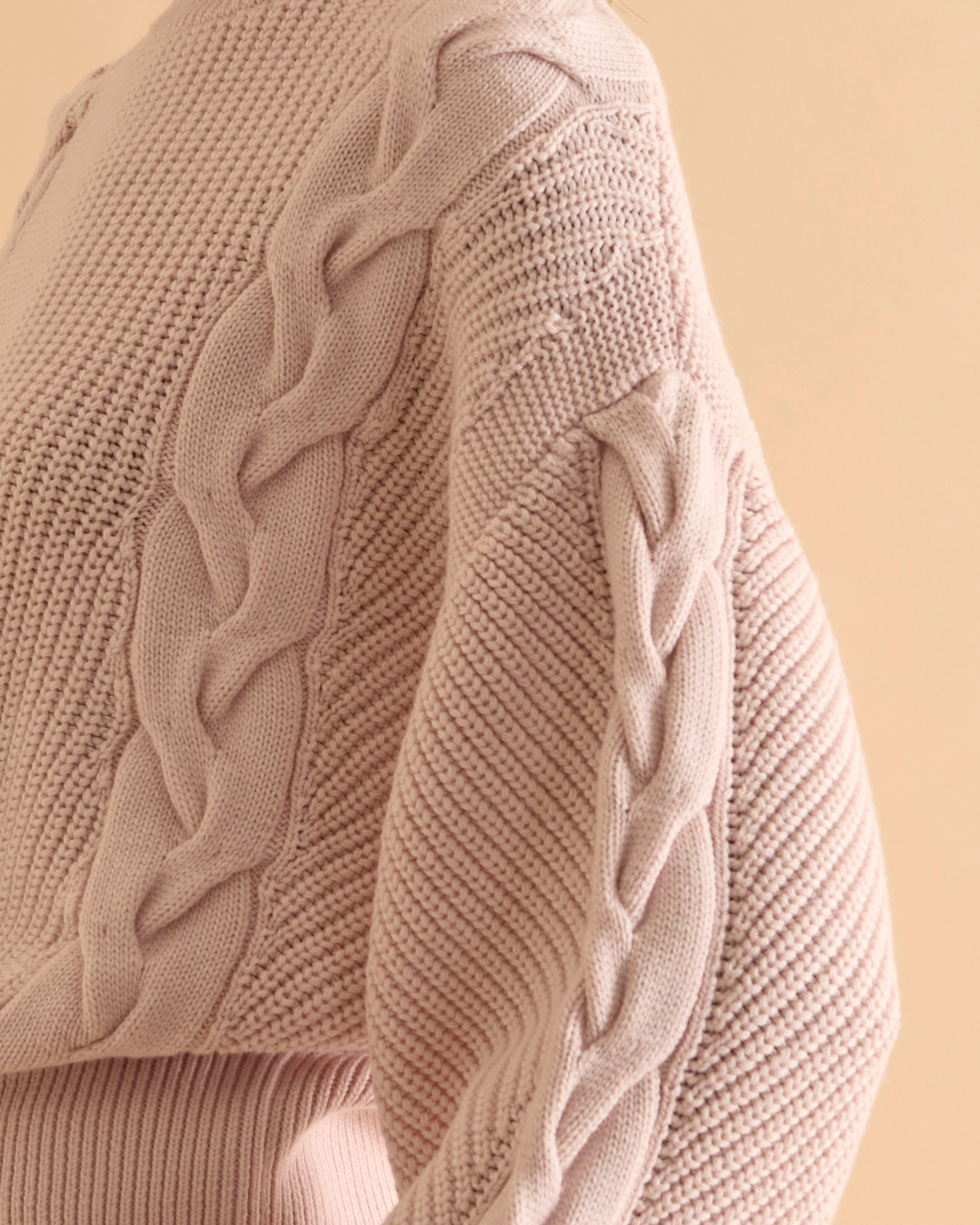 Wool Blend Cable Detail Blouson Sleeve Jumper