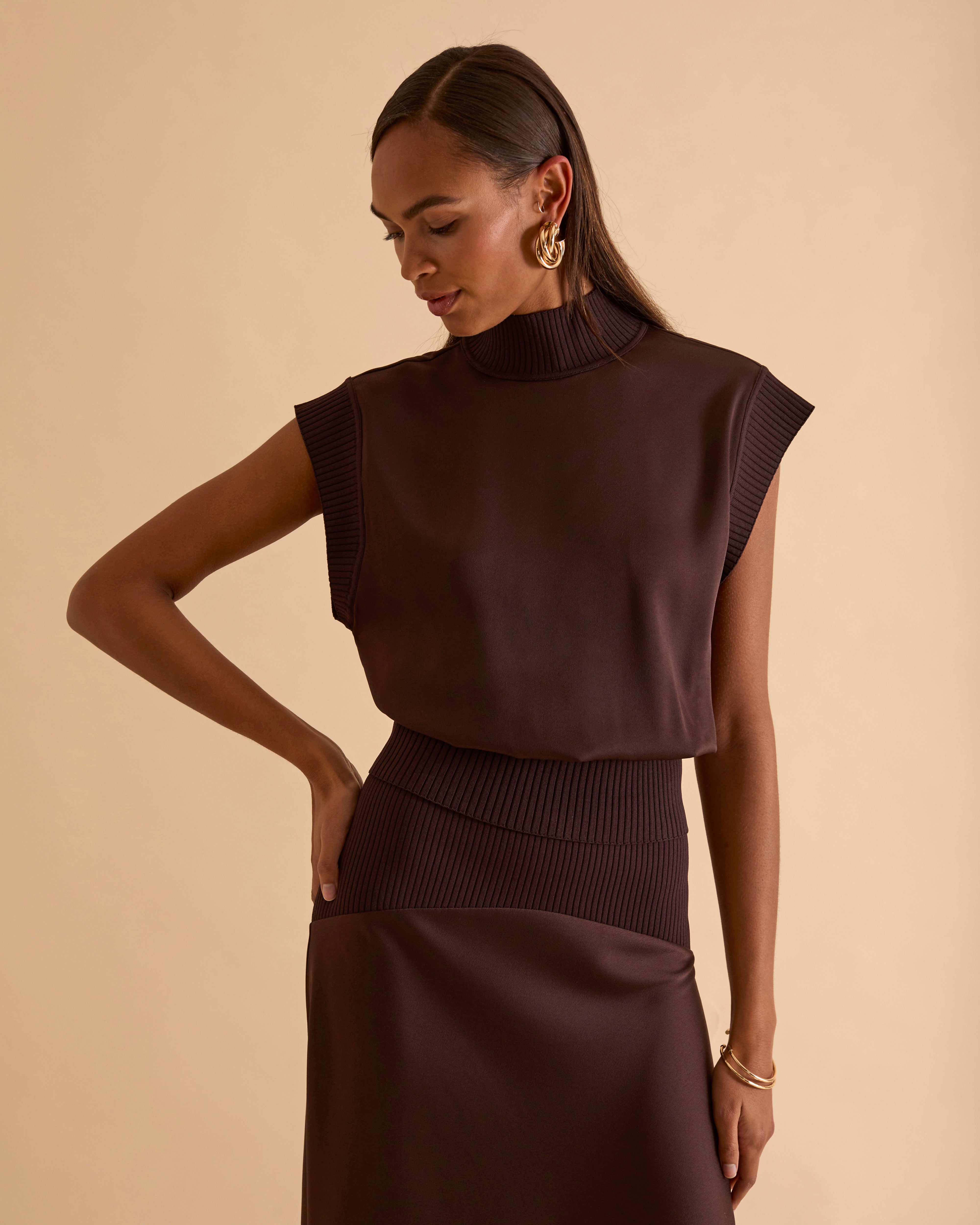 Knit And Woven Mix Top