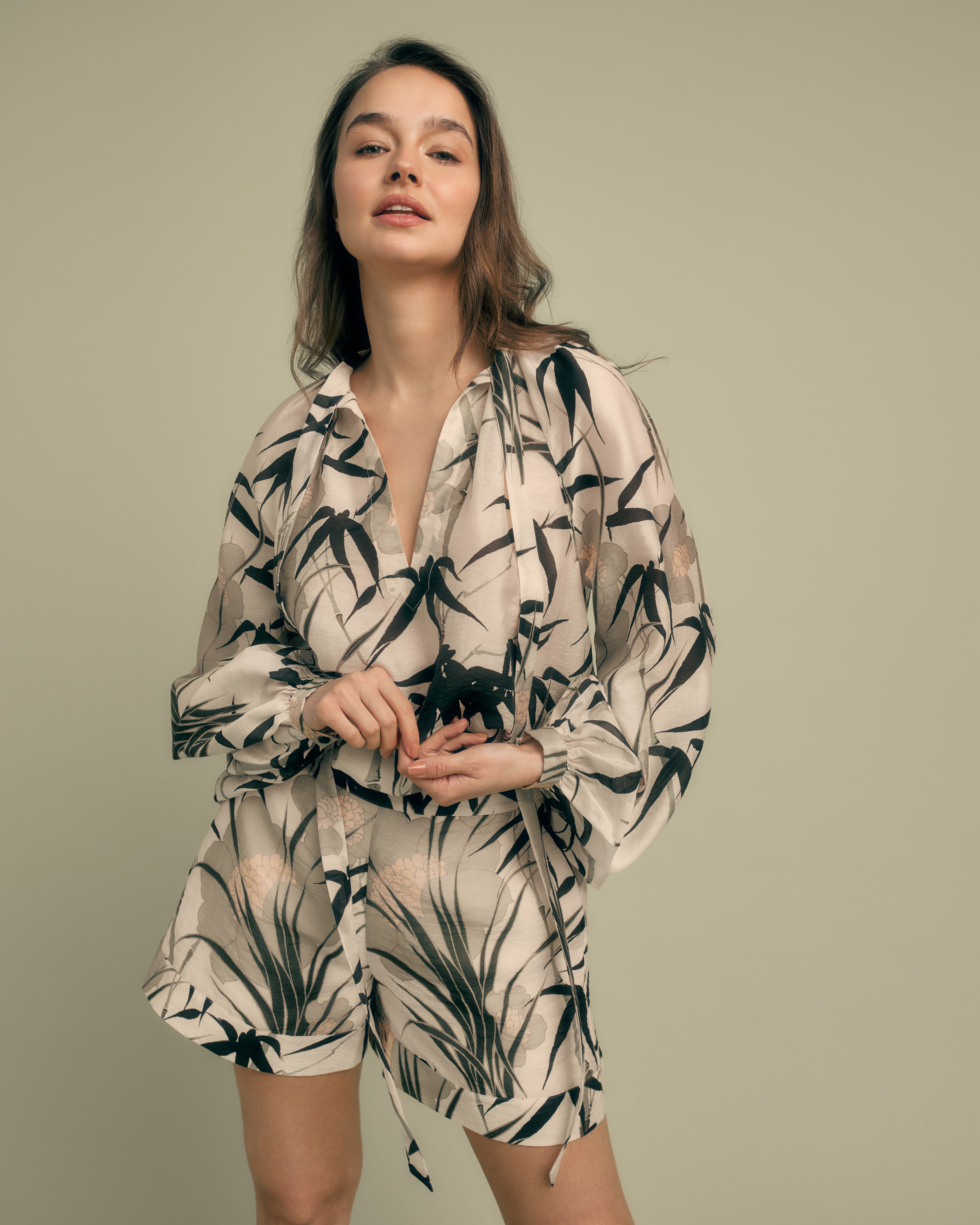 Florere Tie Neck Long Sleeve Blouse