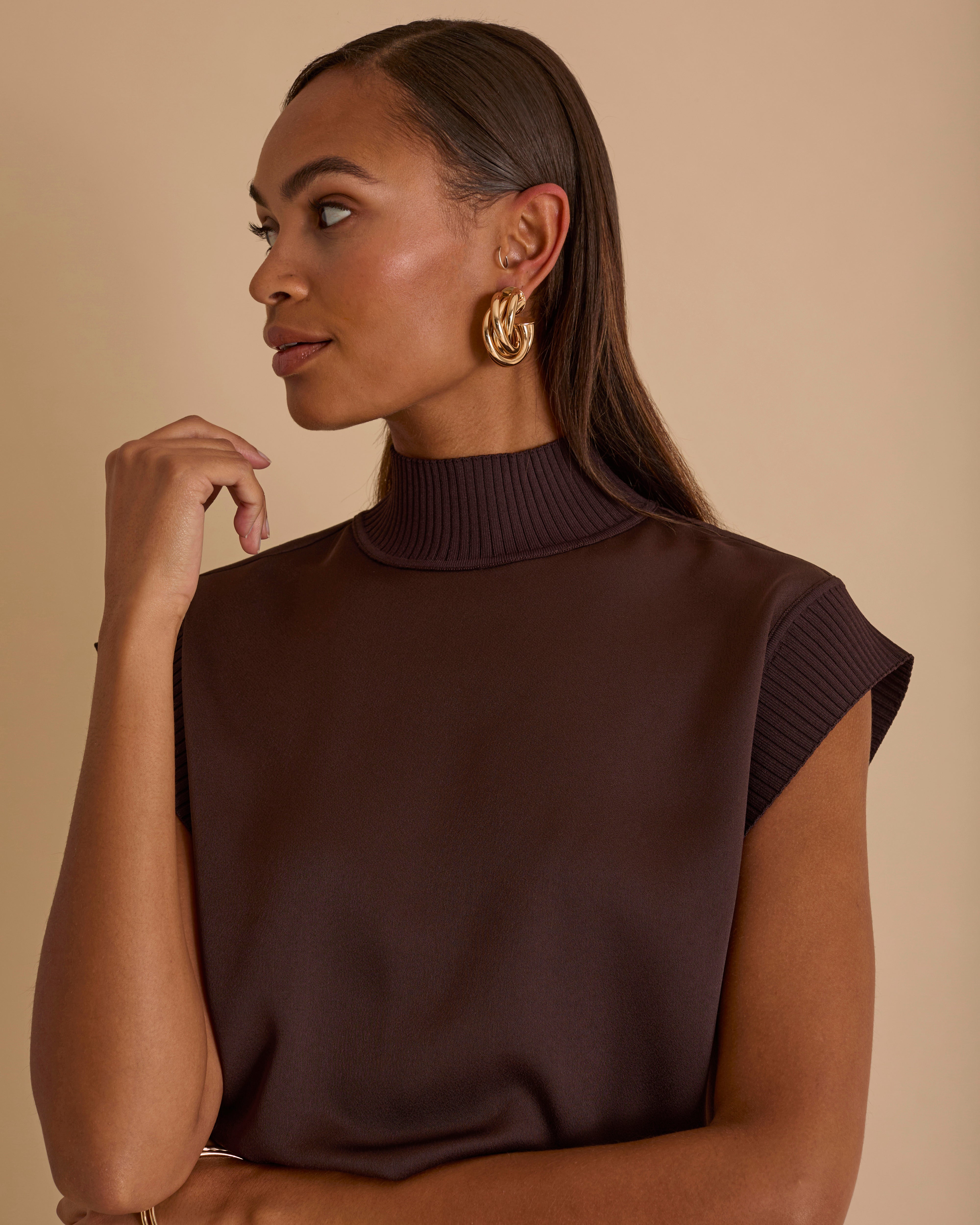 Knit And Woven Mix Top