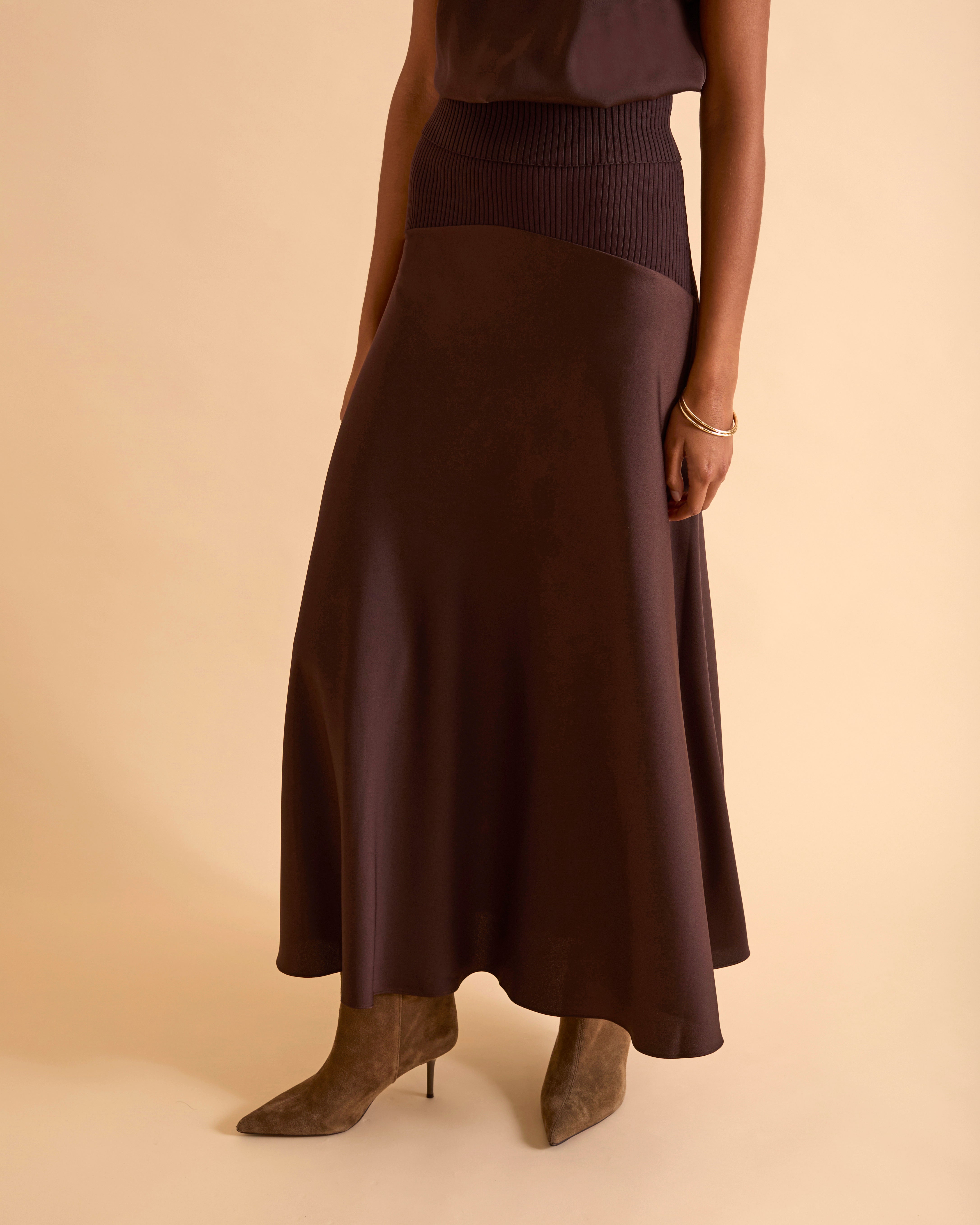 Knit And Woven Mix Skirt