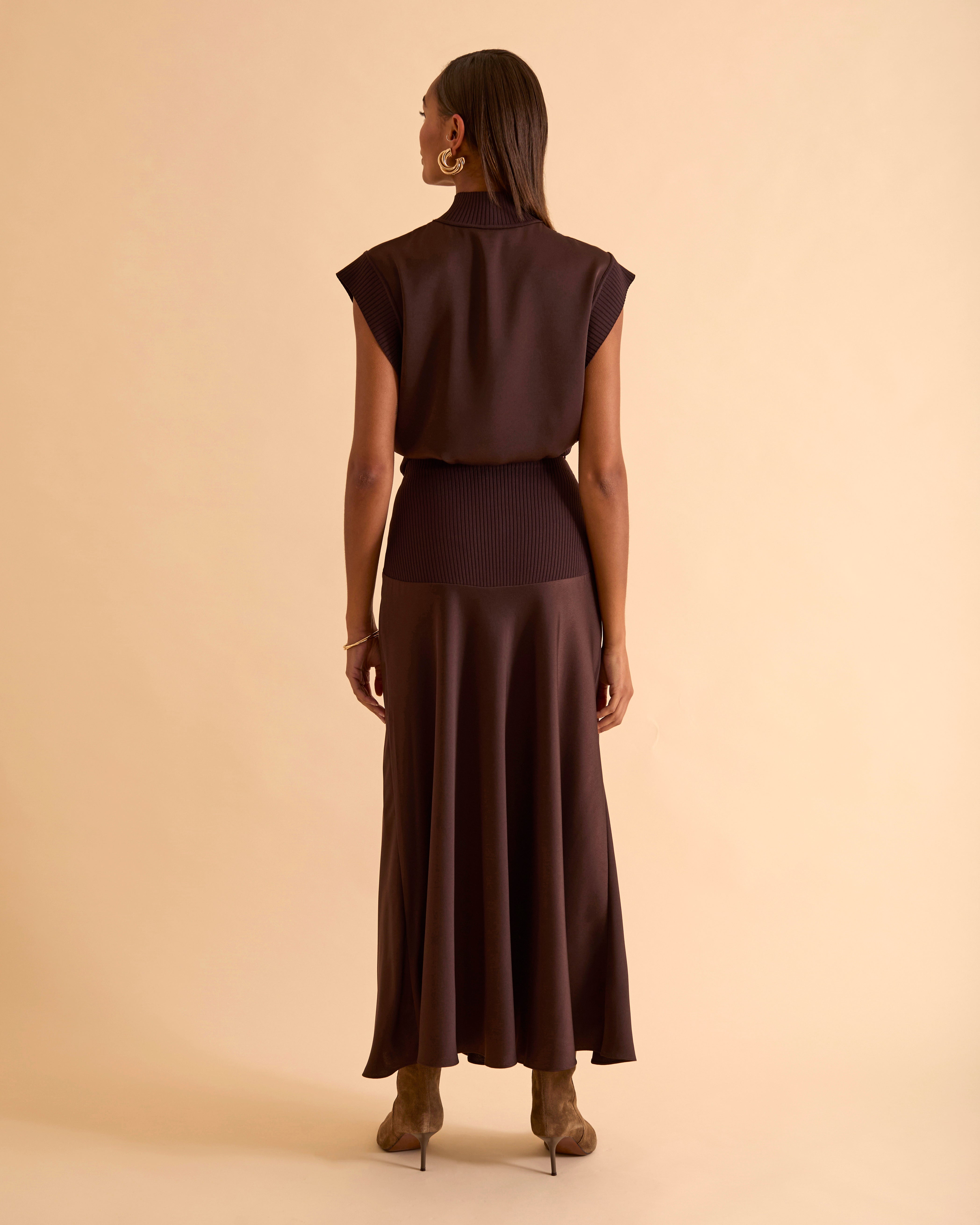 Knit And Woven Mix Skirt