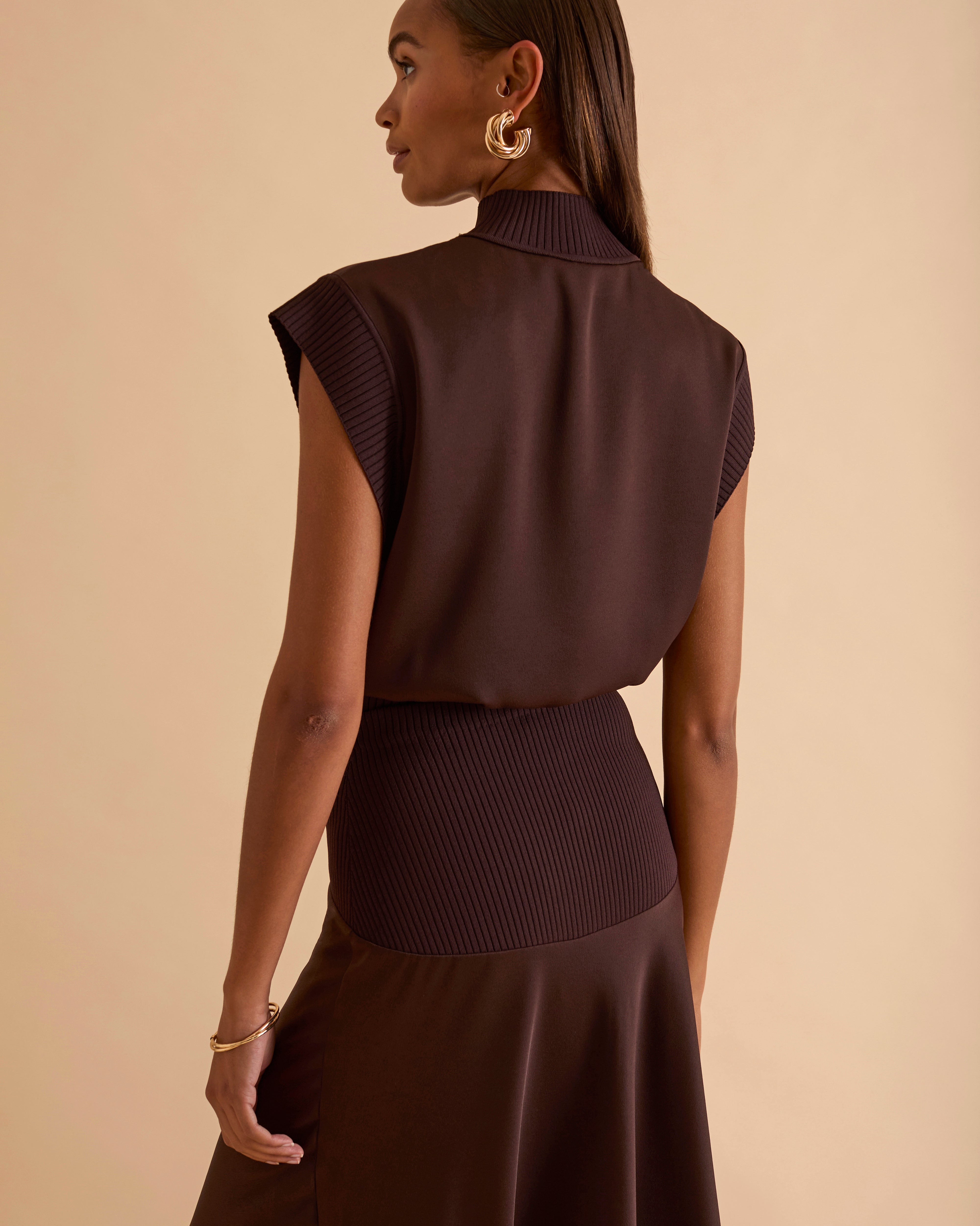 Knit And Woven Mix Skirt