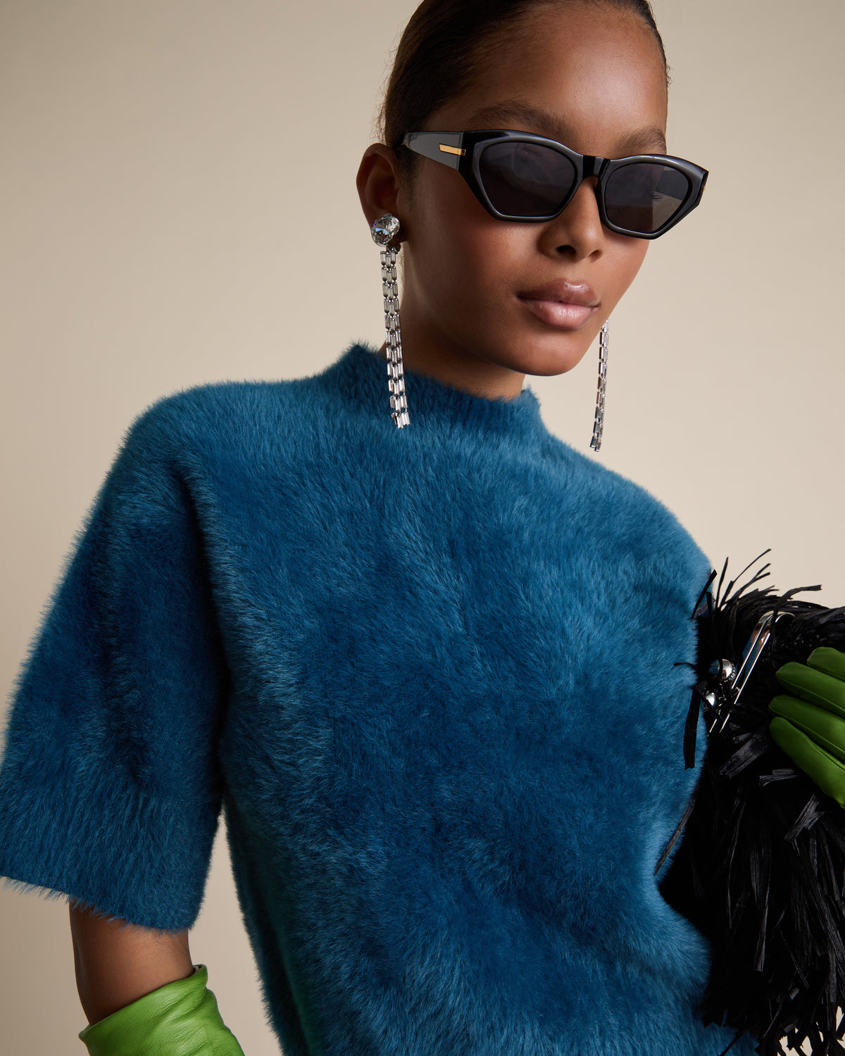 Turquoise Fluffy Knit Jumper