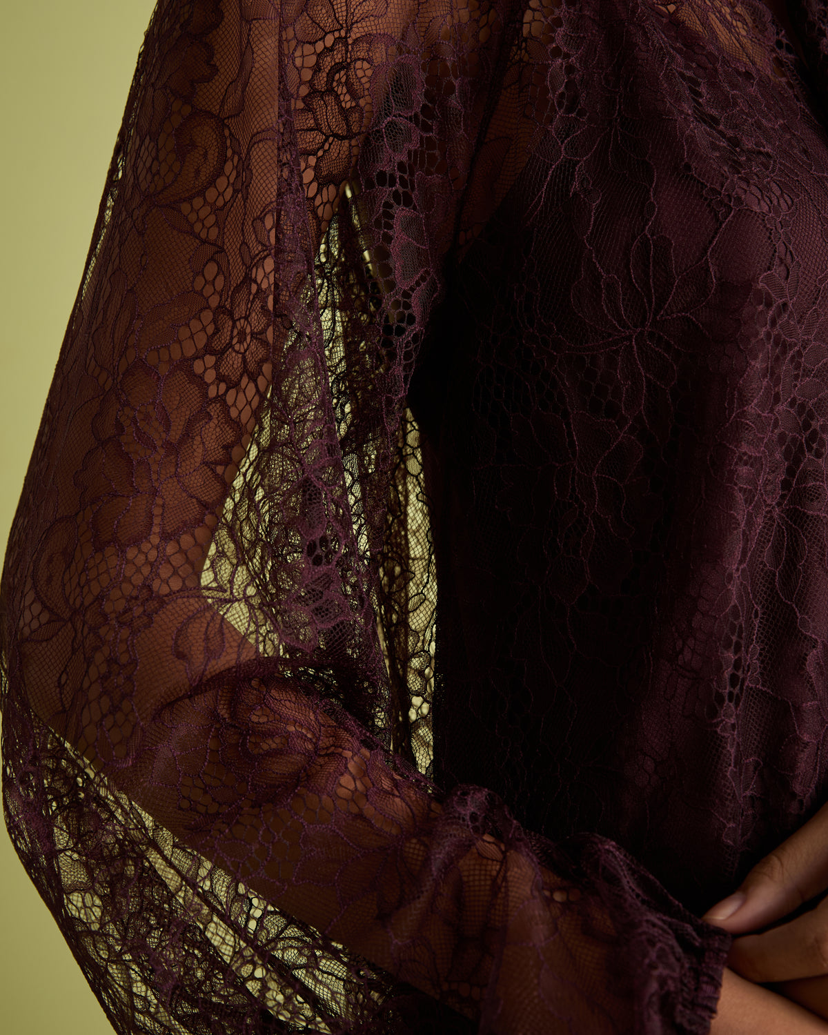Burgundy Lace Long Sleeve Midi Dress
