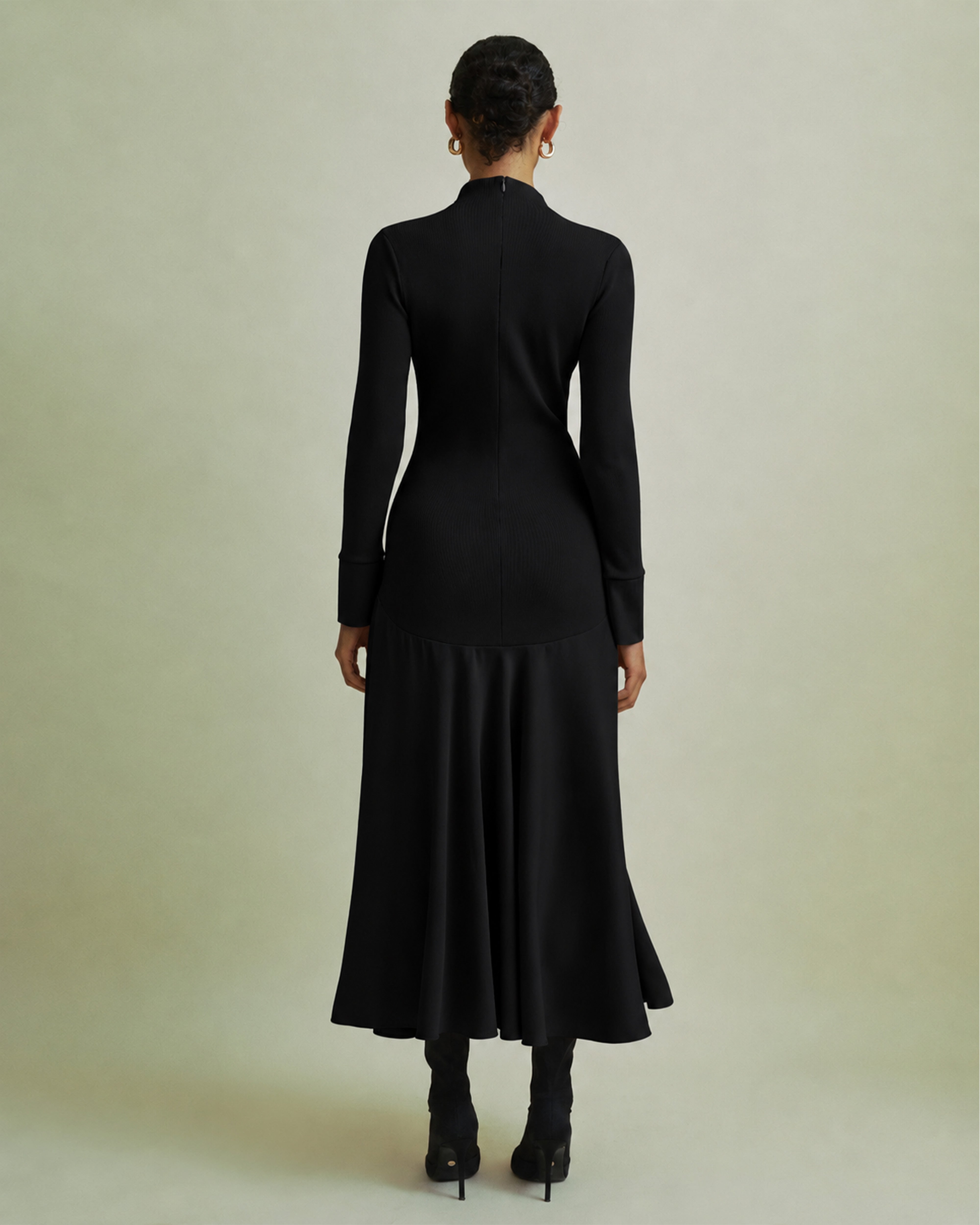 Acacia Hybrid Knit Satin Midi Dress