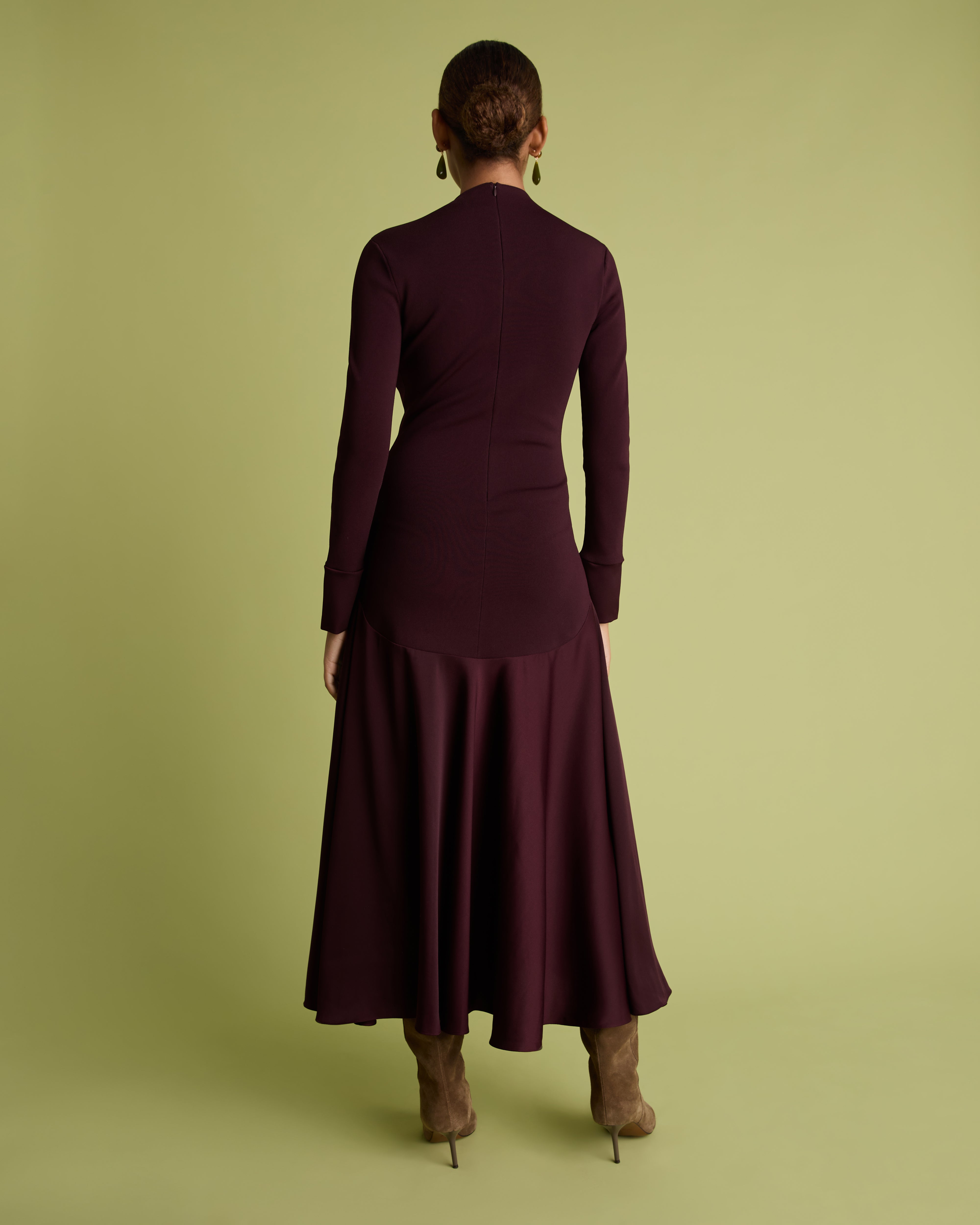 Acacia Burgundy Mockable midi dress