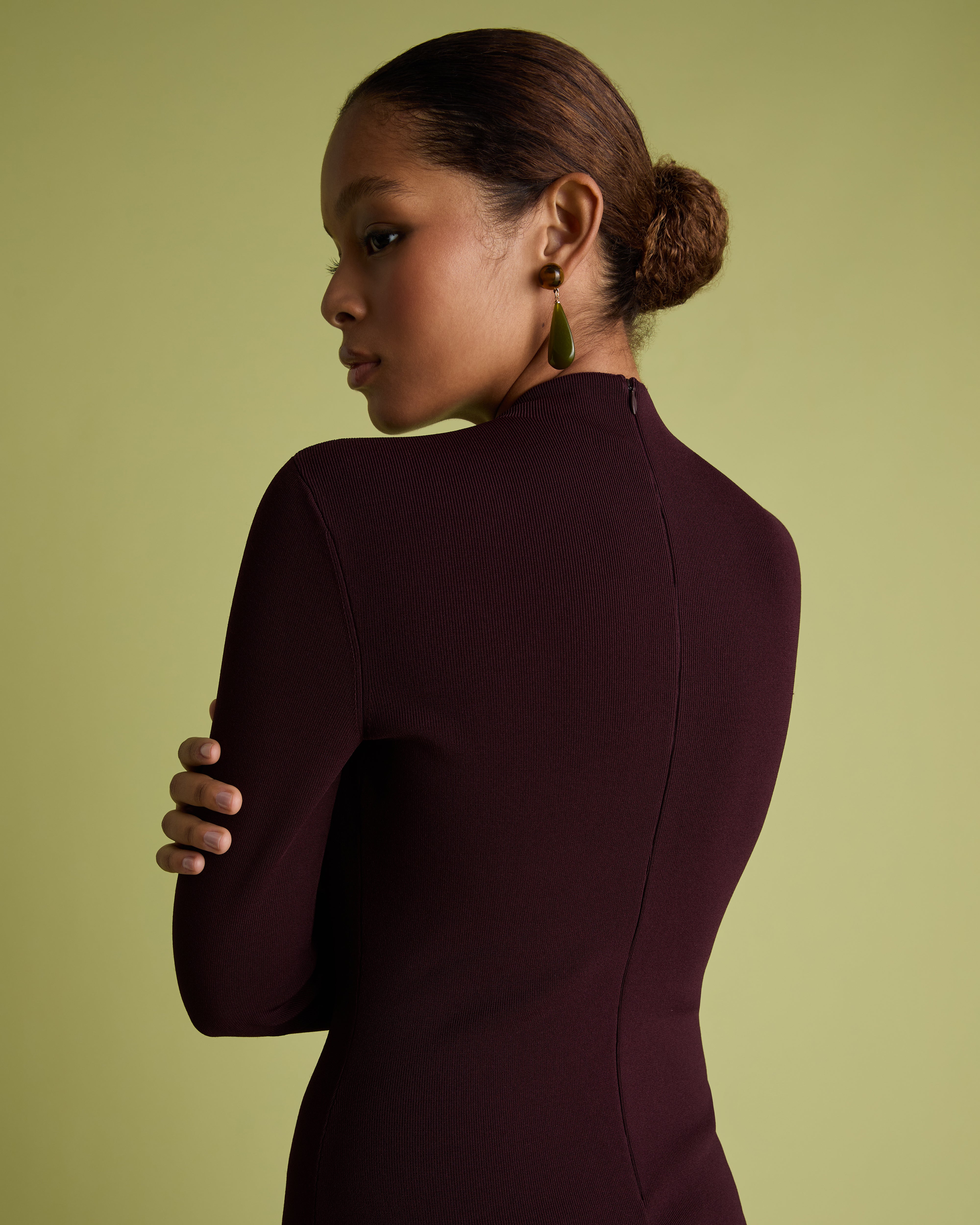 Acacia Burgundy Mockable midi dress