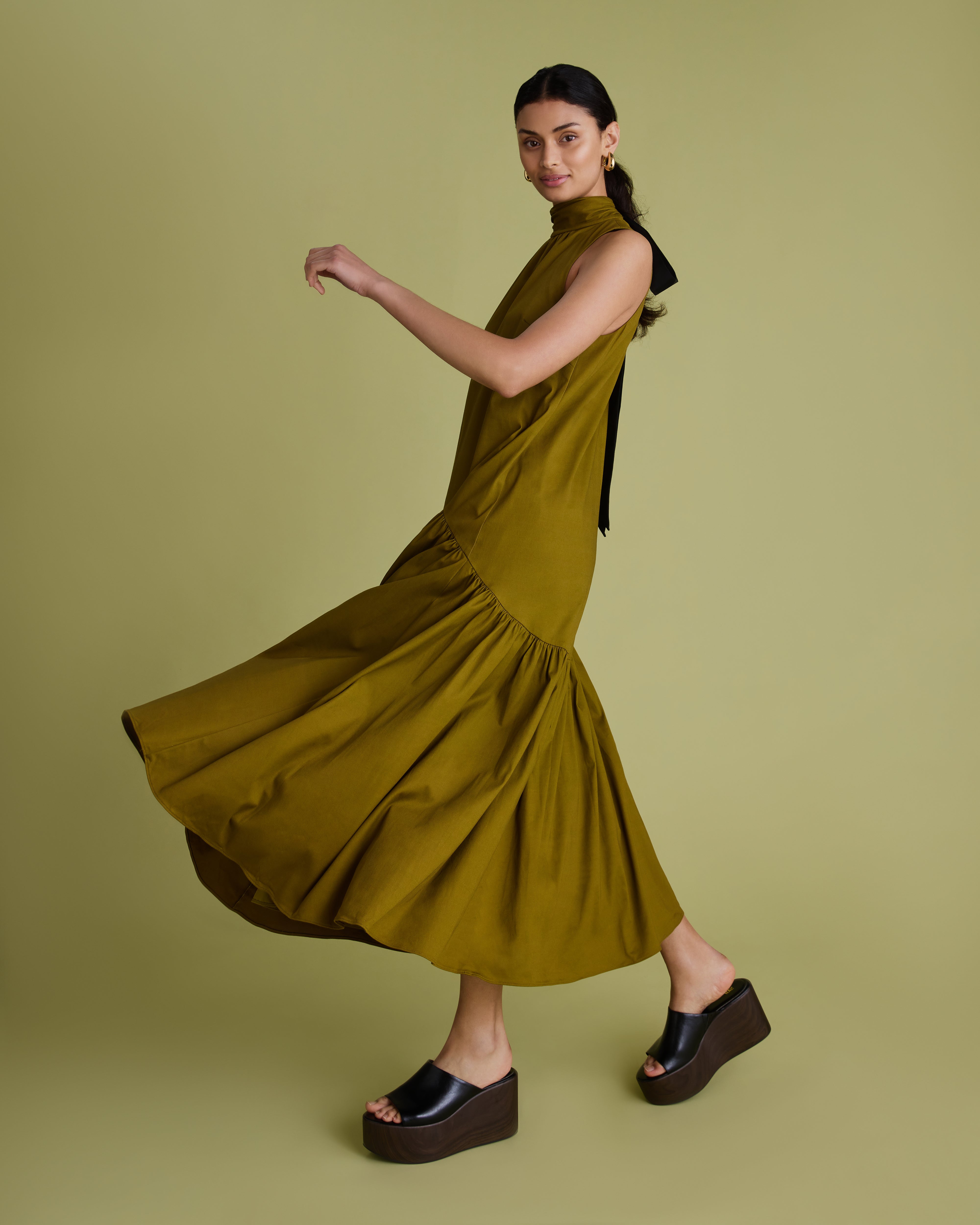 Tie Back Cotton Midi Dress Florere Tie Back Cotton Midi Dress Florere