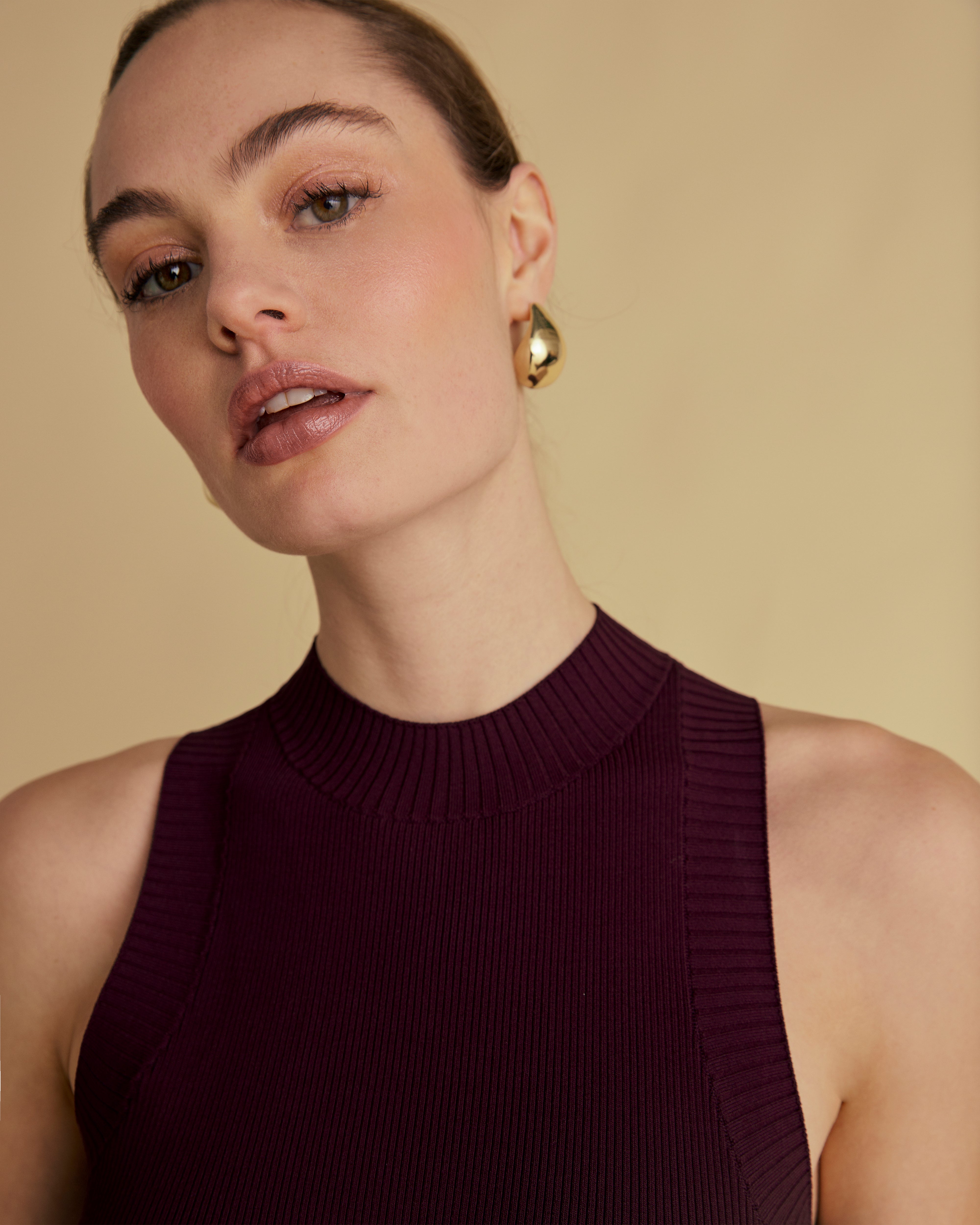 Rib Knit And Woven Mix Midi Dress