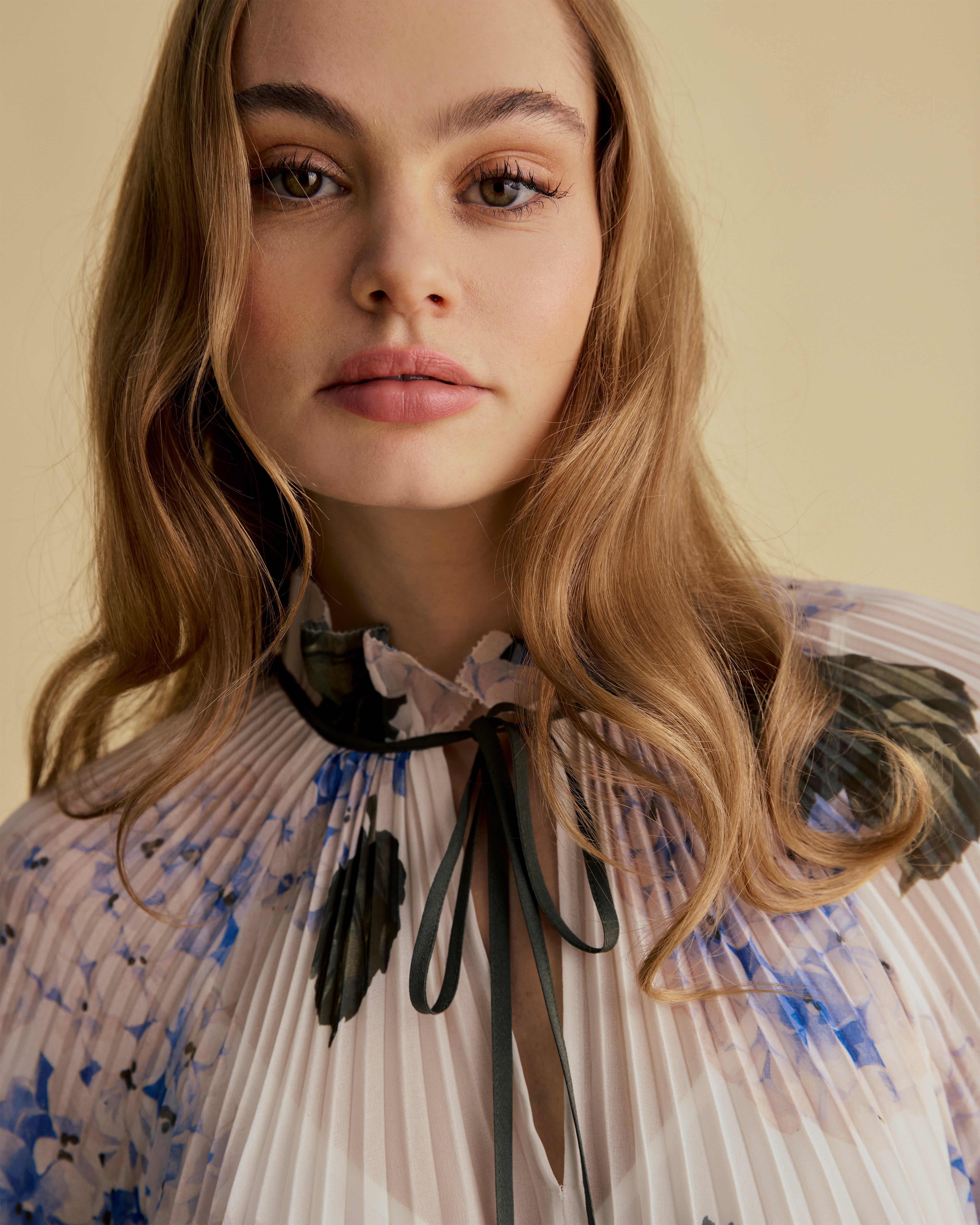 Border Print Pleated Midaxi Dress