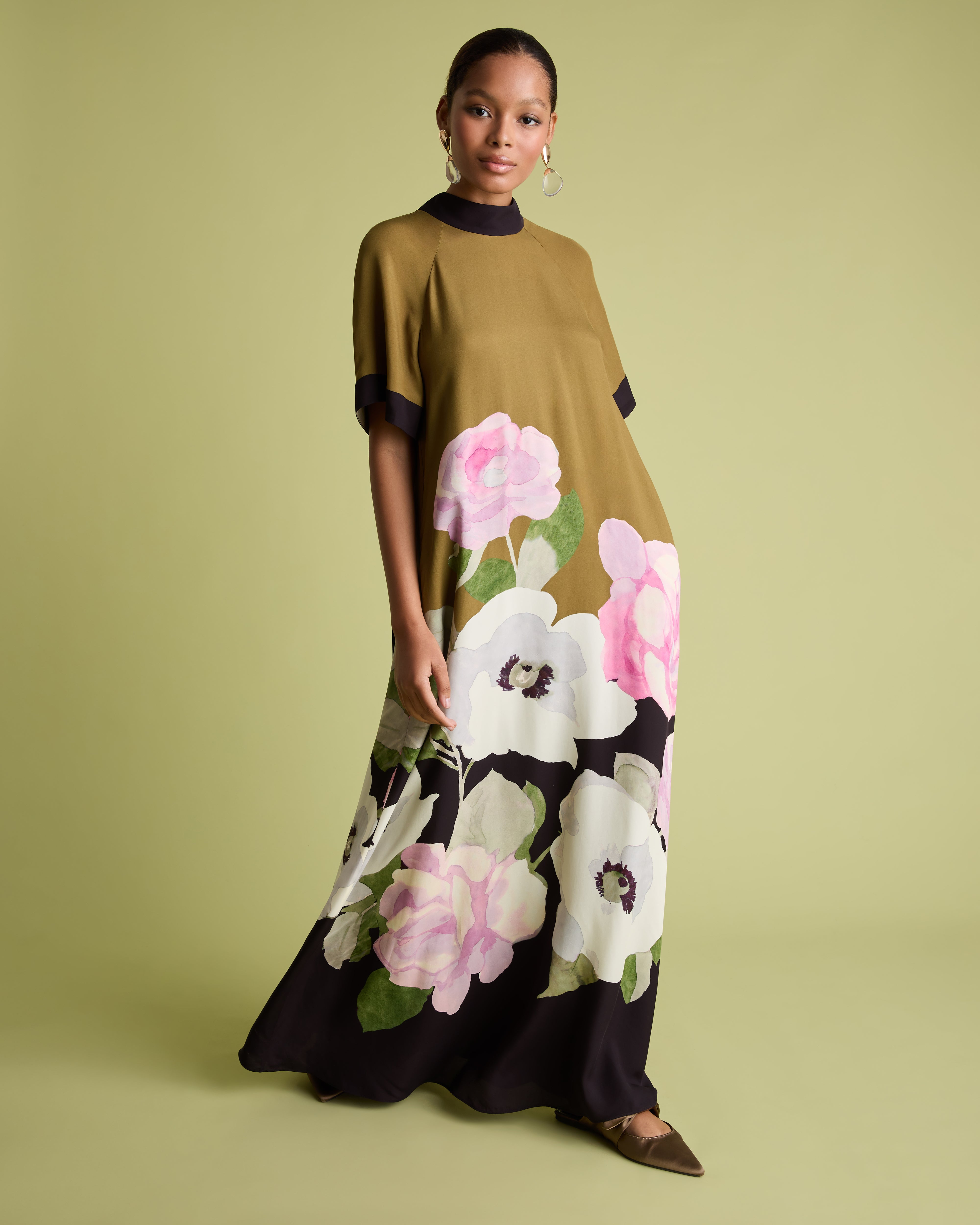 Floral Print Maxi Column Dress