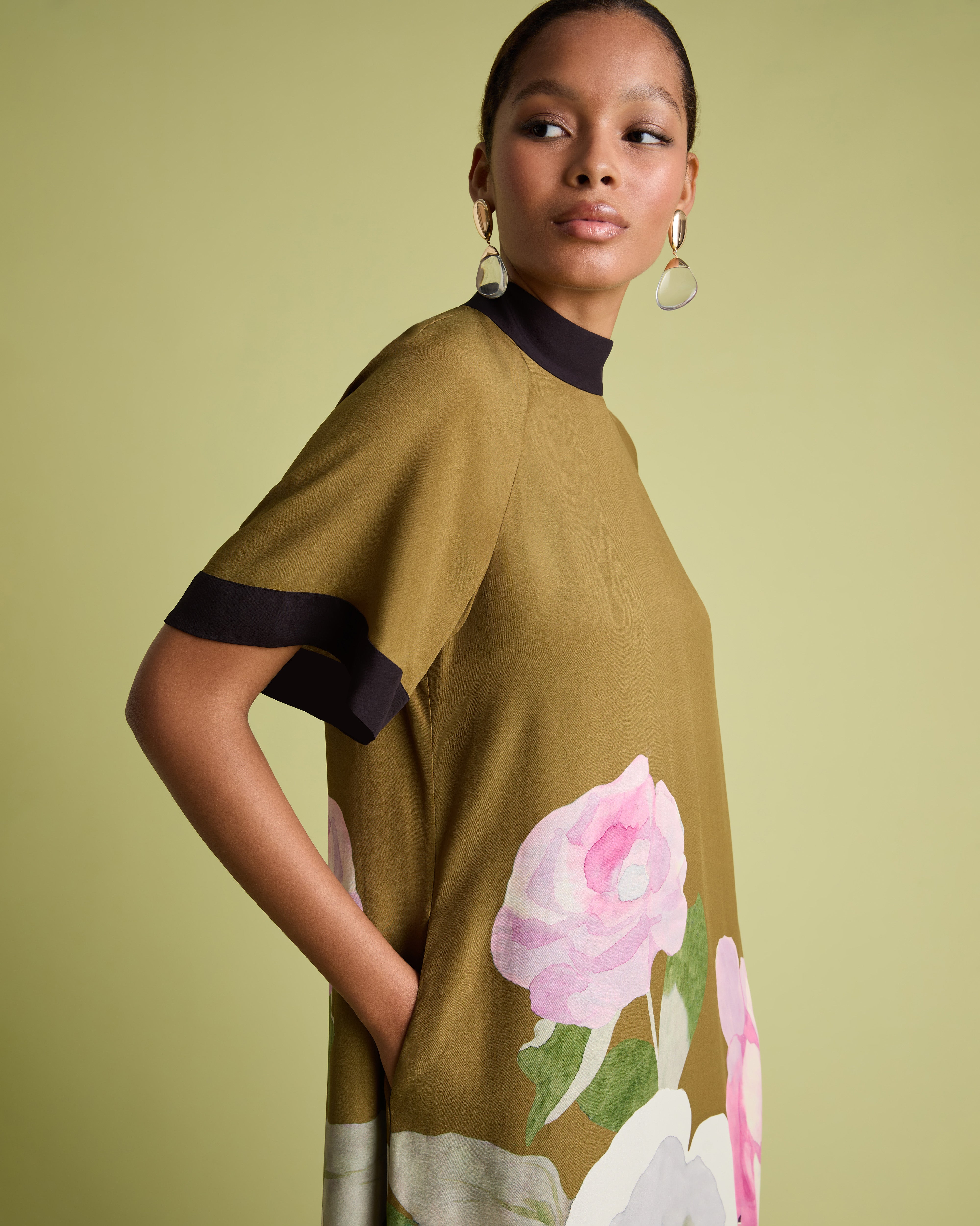 Floral Print Maxi Column Dress