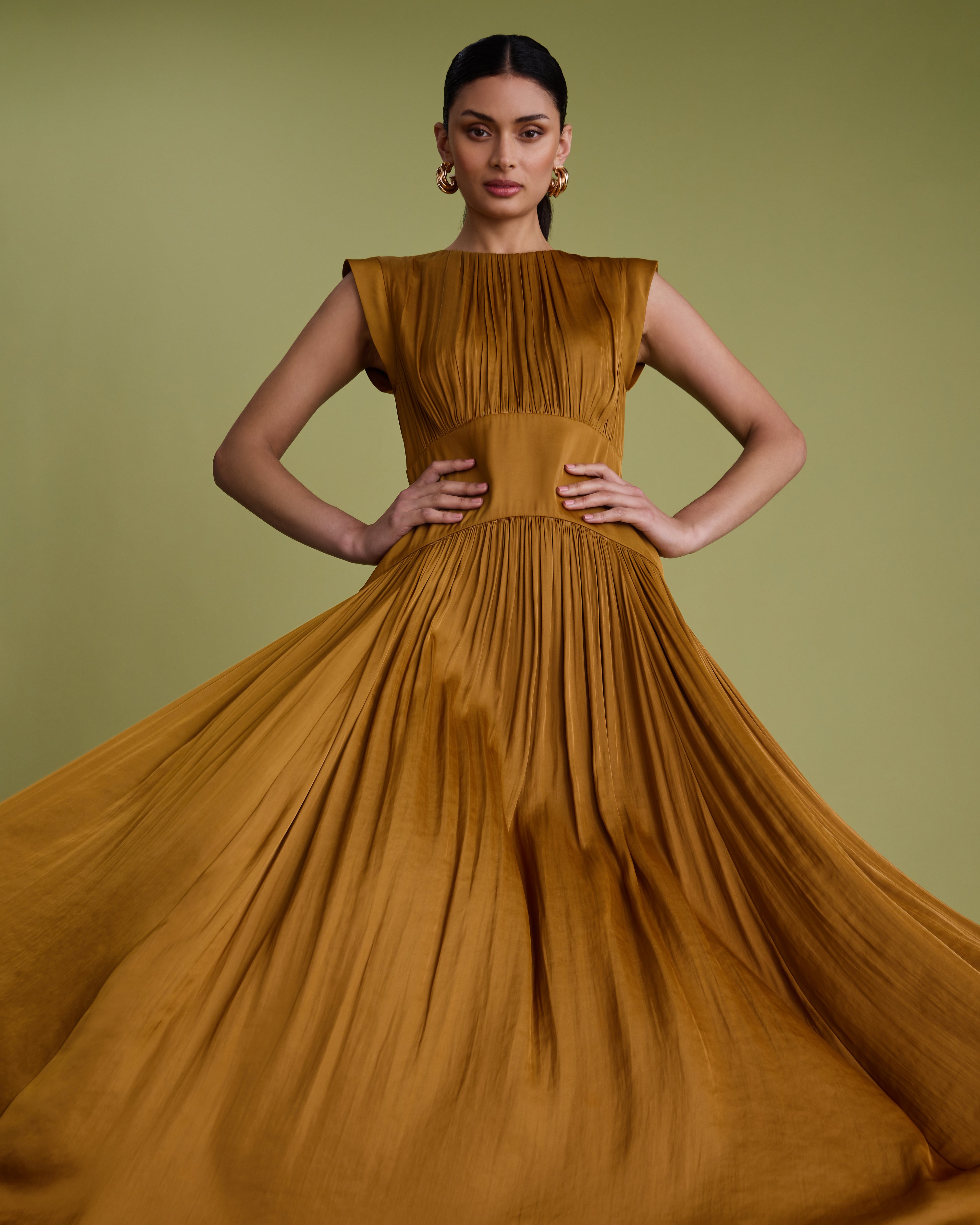 Shoulder Detail Sleeveless Midi Dress