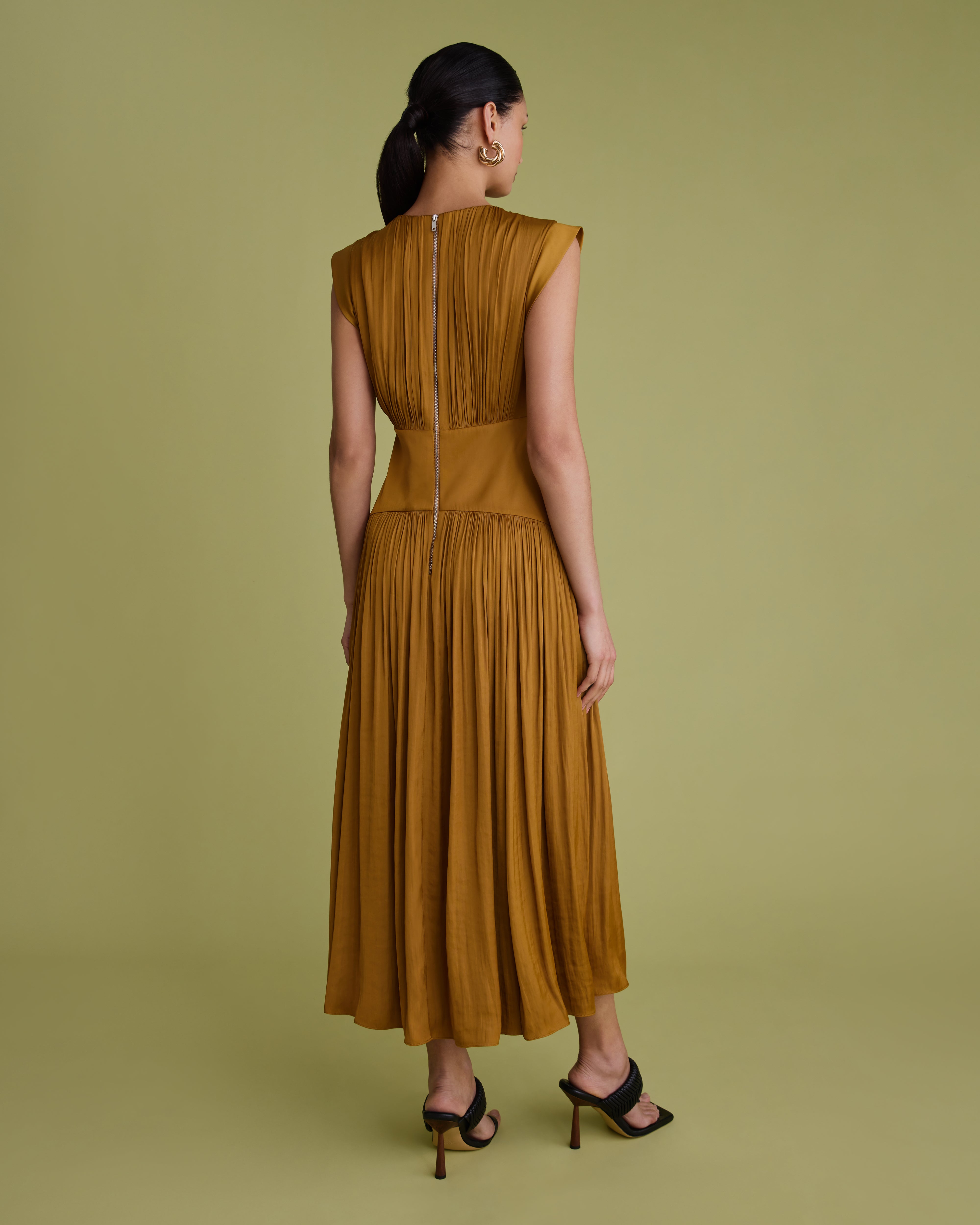 Shoulder Detail Sleeveless Midi Dress