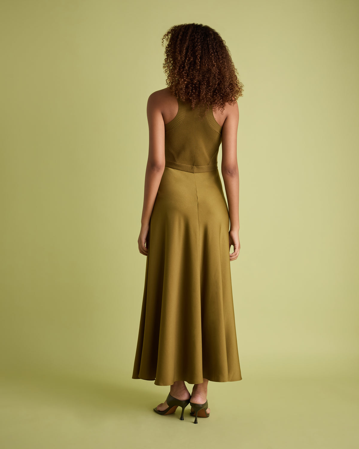 Knit & Rib Satin Hybrid Midi Dress