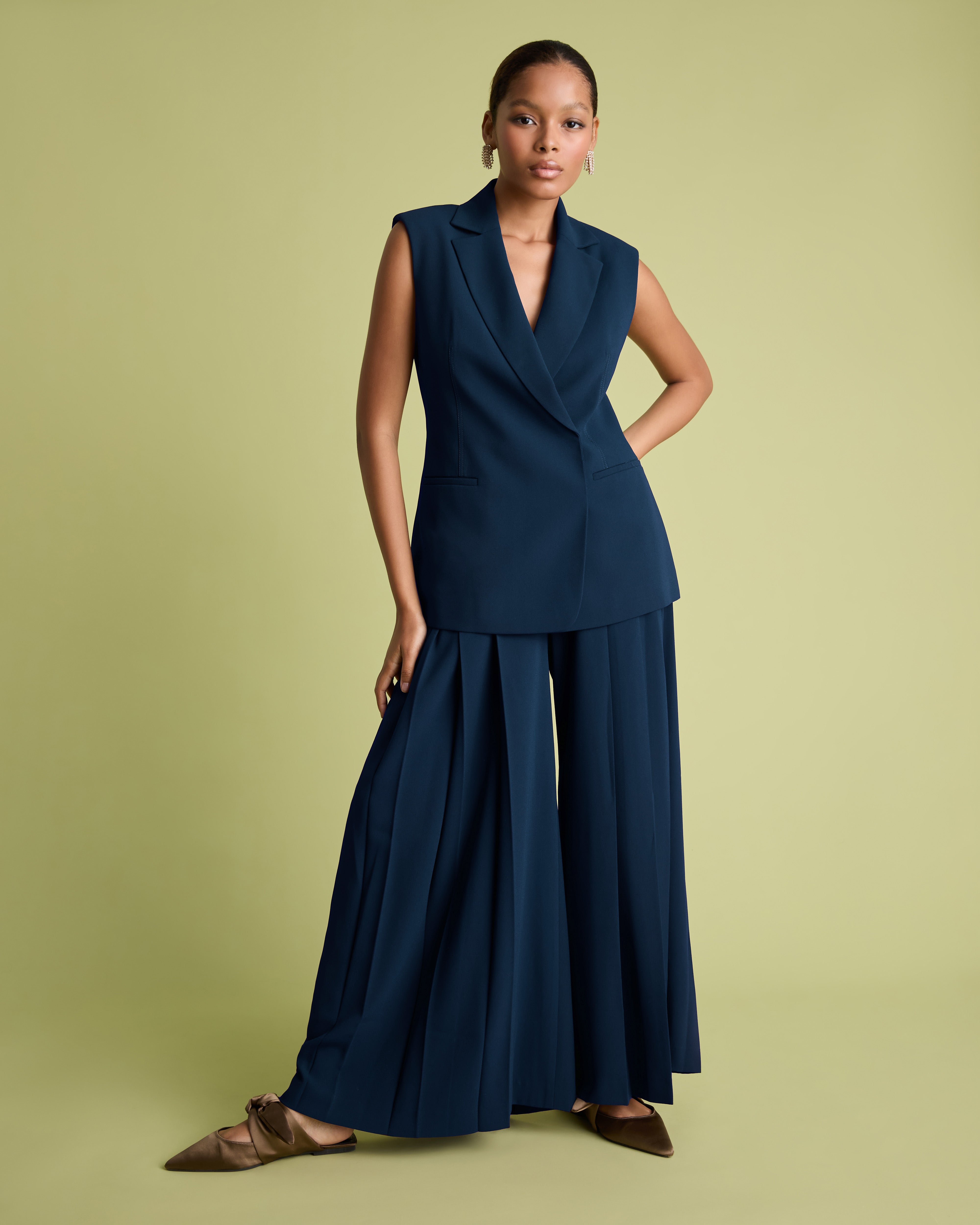 Teal Tailored Crepe Waistcoat