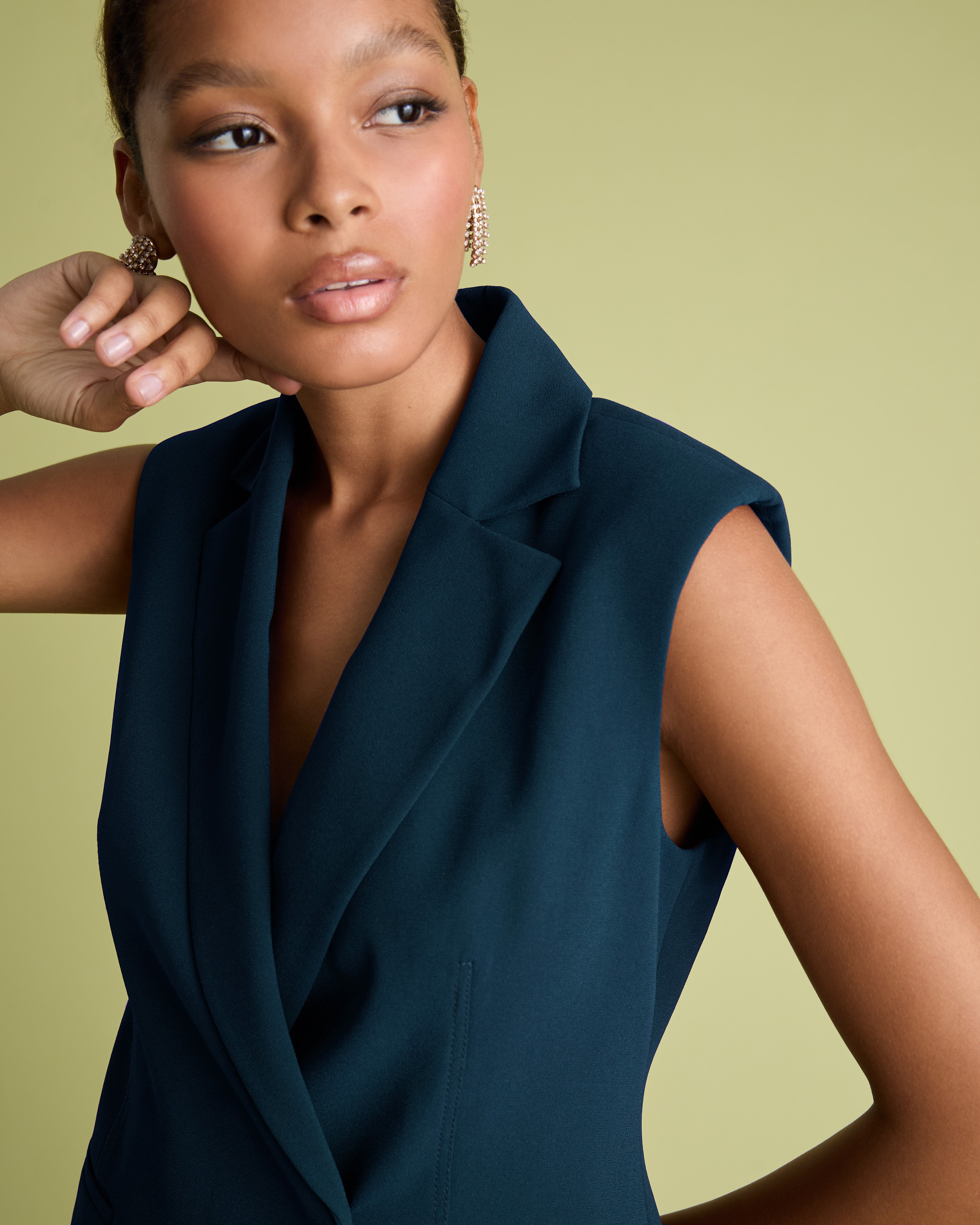 Teal Tailored Crepe Waistcoat