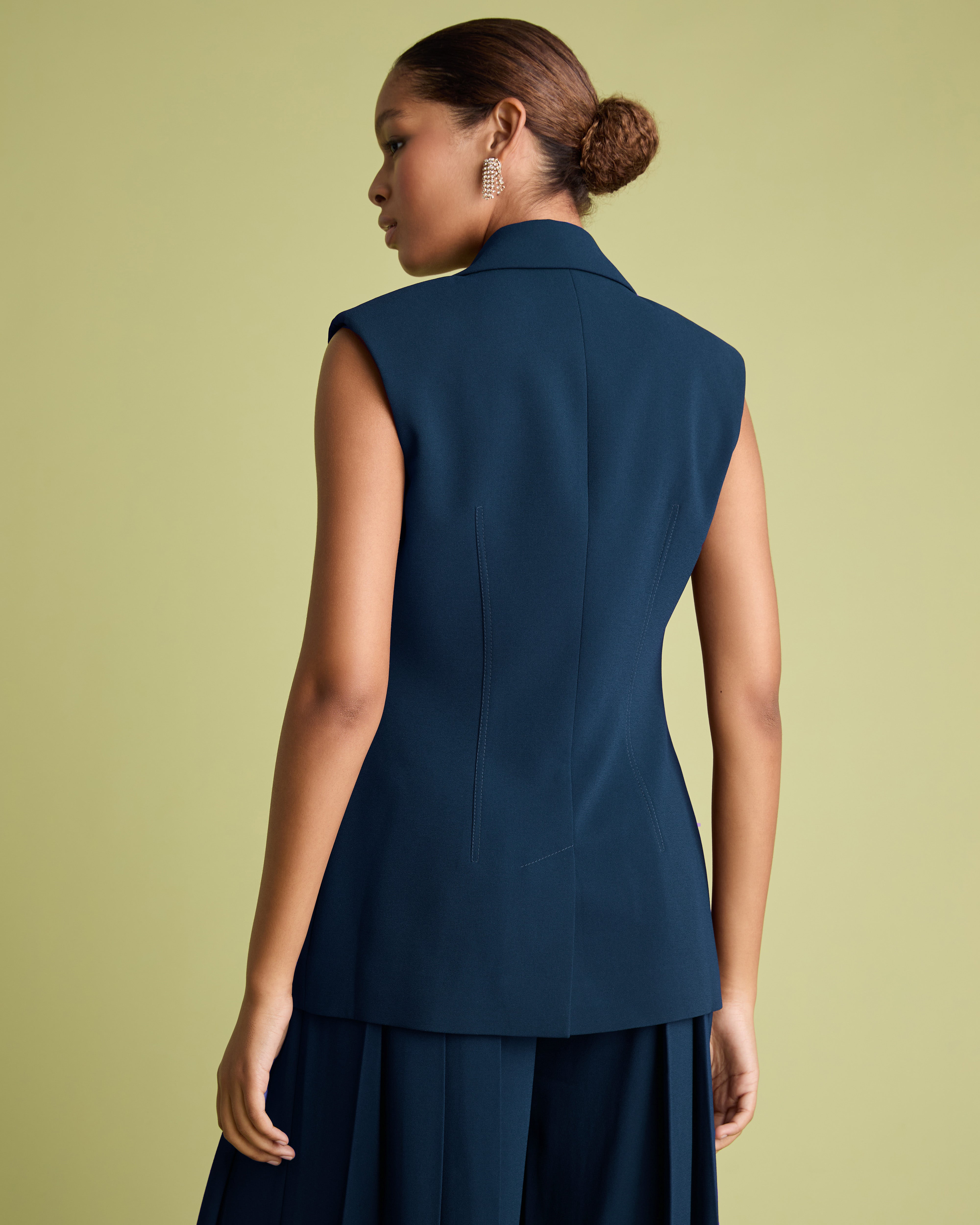 Teal Tailored Crepe Waistcoat