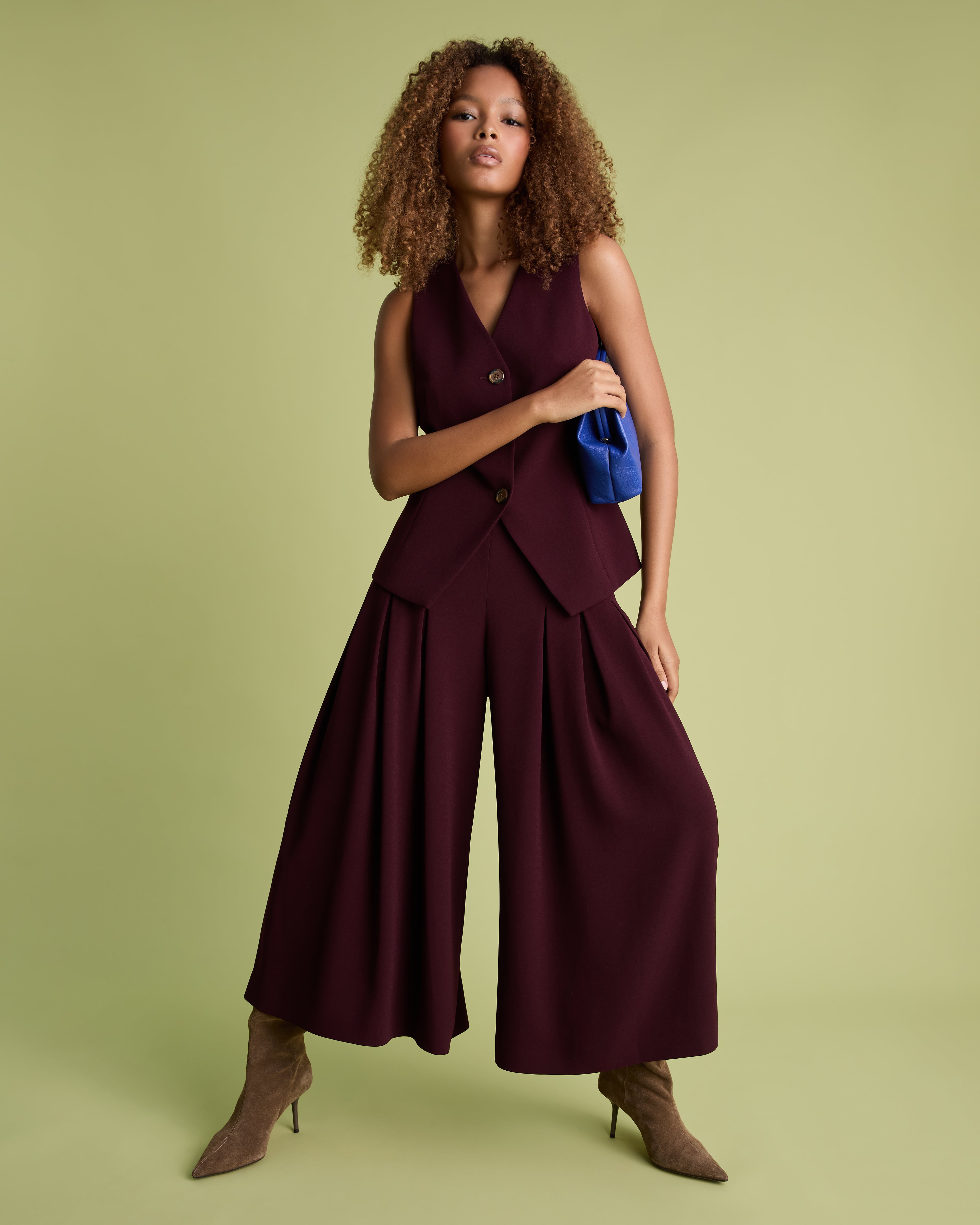Burgundy Tailored Crepe Waistcoat