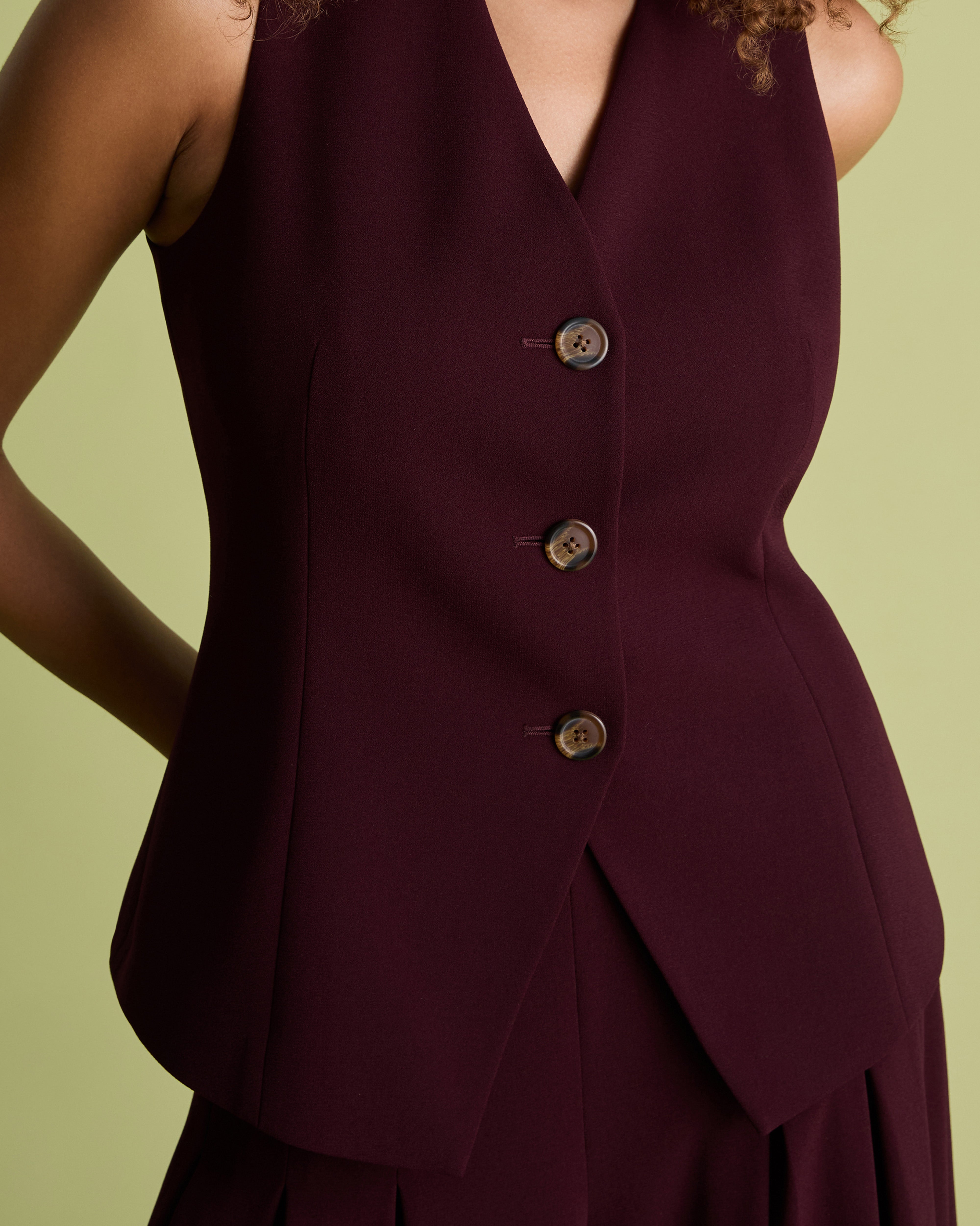 Burgundy Tailored Crepe Waistcoat
