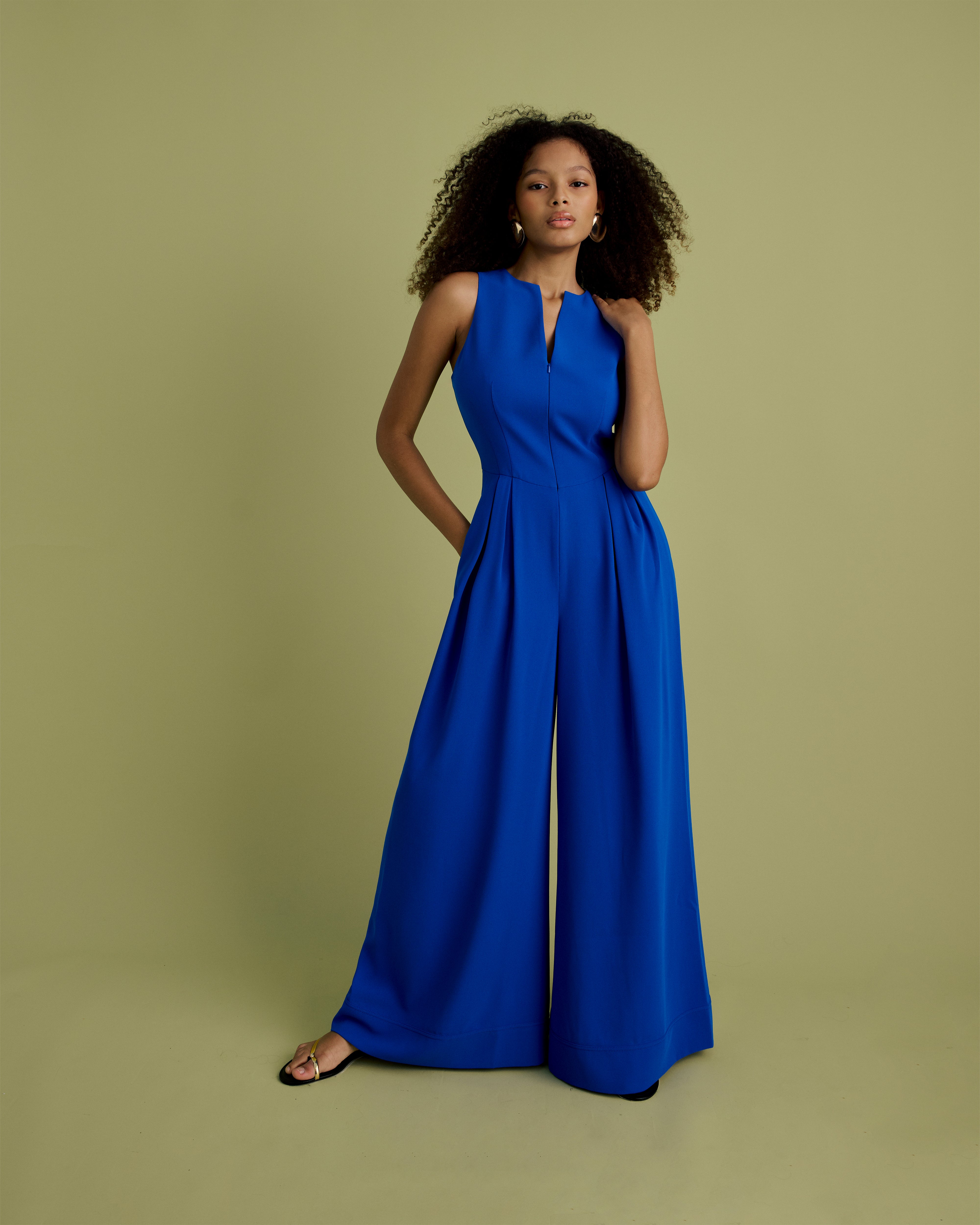 Fit And Flare Wide Leg Jumpsuit