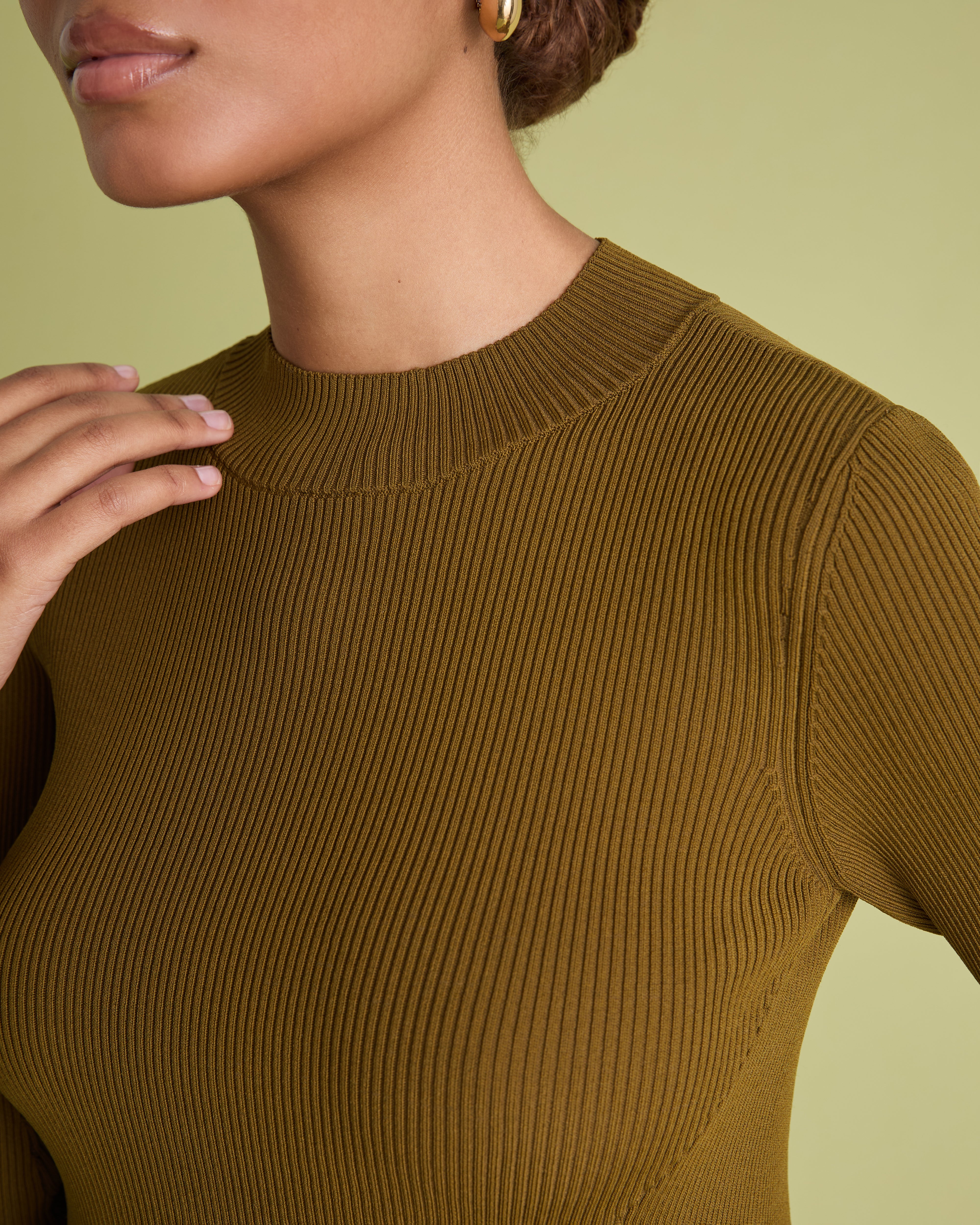 Khaki Peplum Rib Knit Jumper
