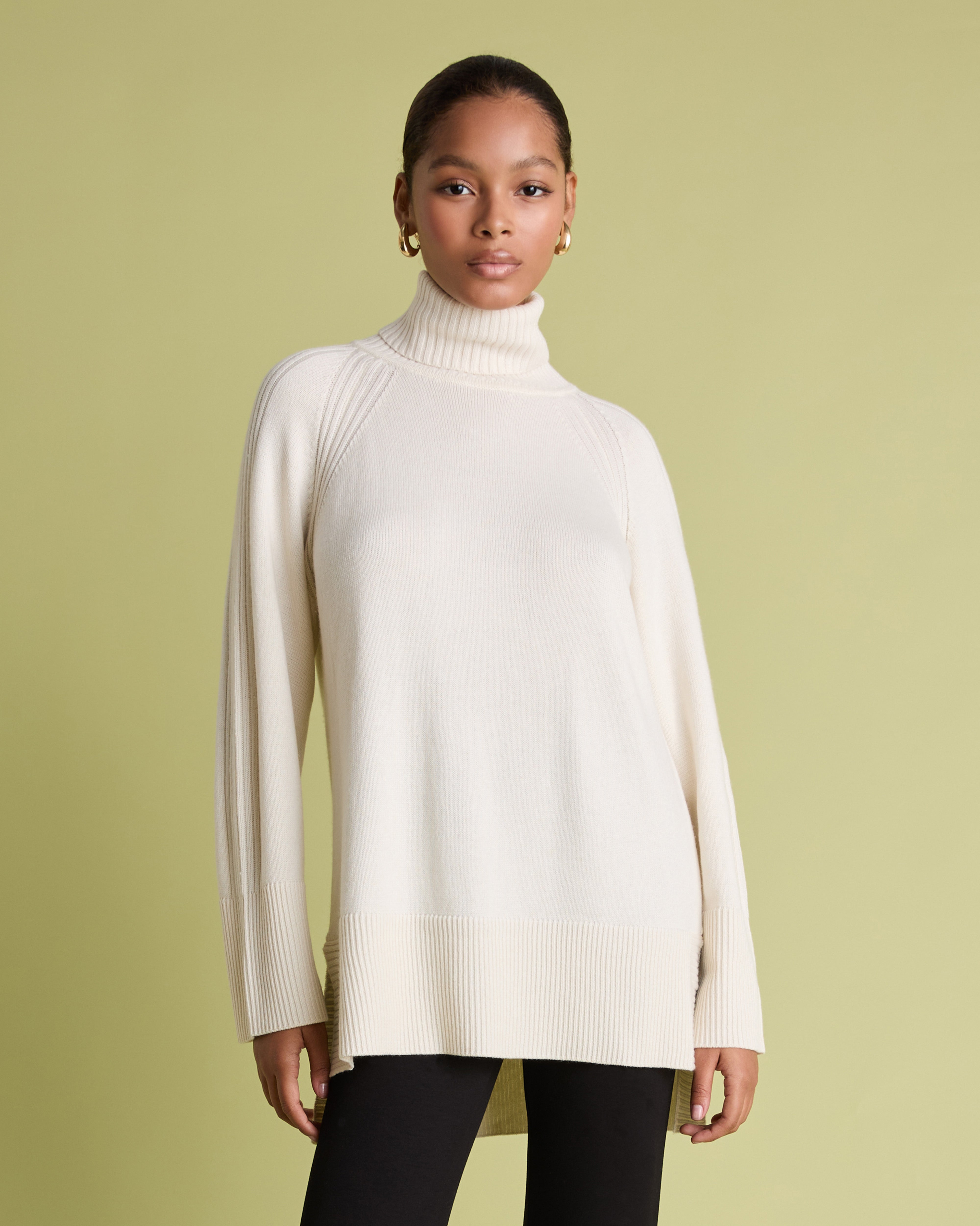 Ivory Cashmere Blend Roll Neck Jumper