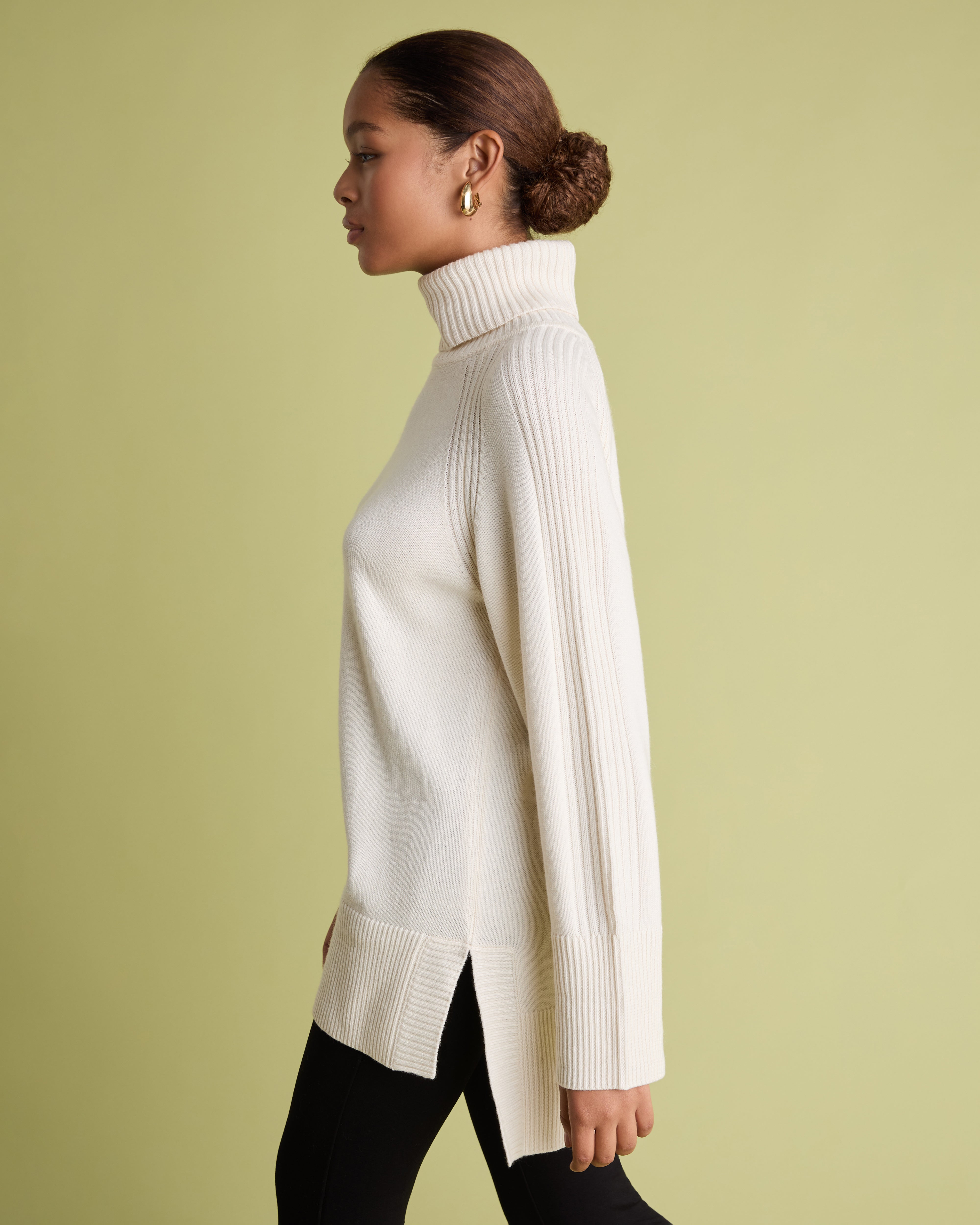 Ivory Cashmere Blend Roll Neck Jumper