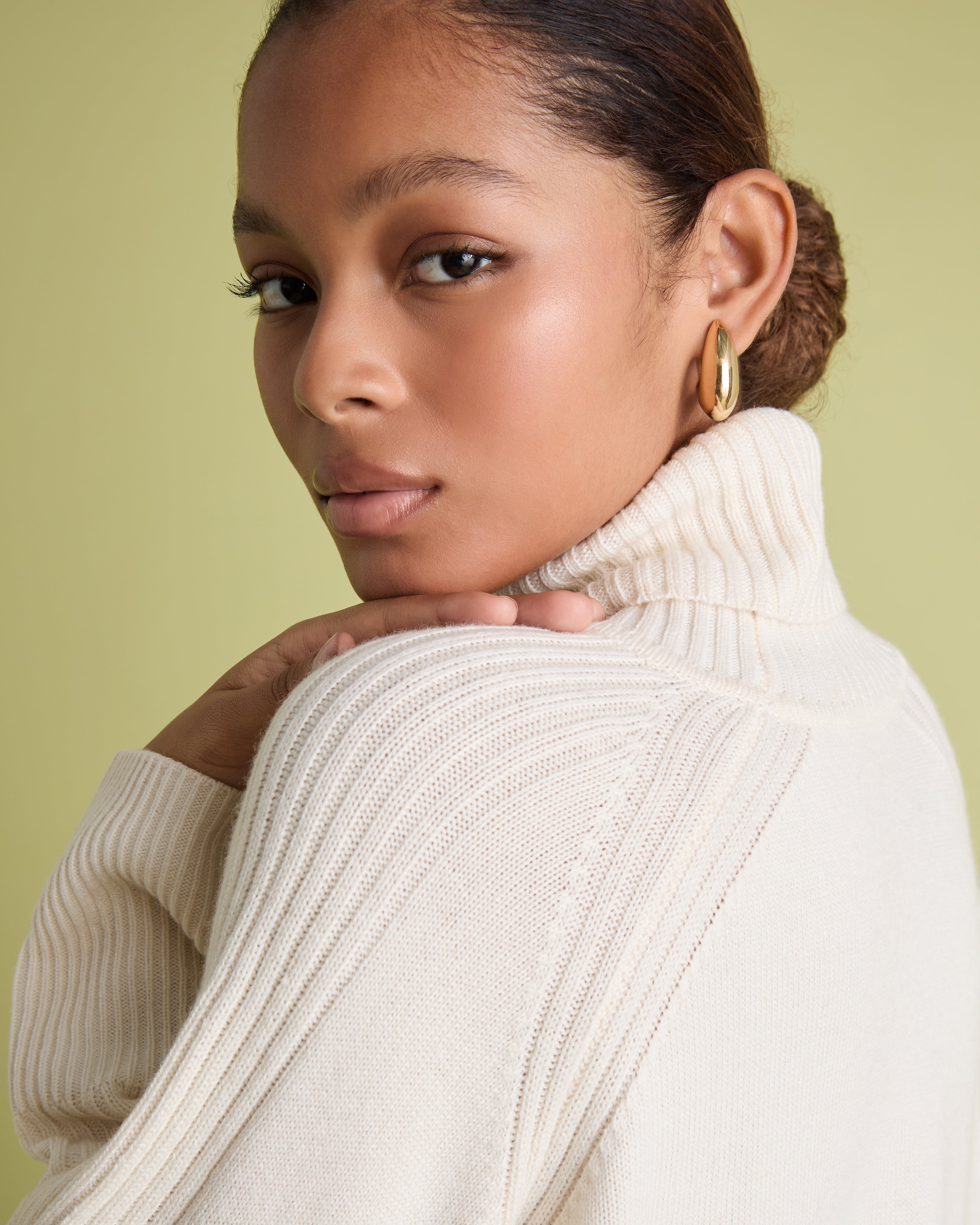 Ivory Cashmere Blend Roll Neck Jumper