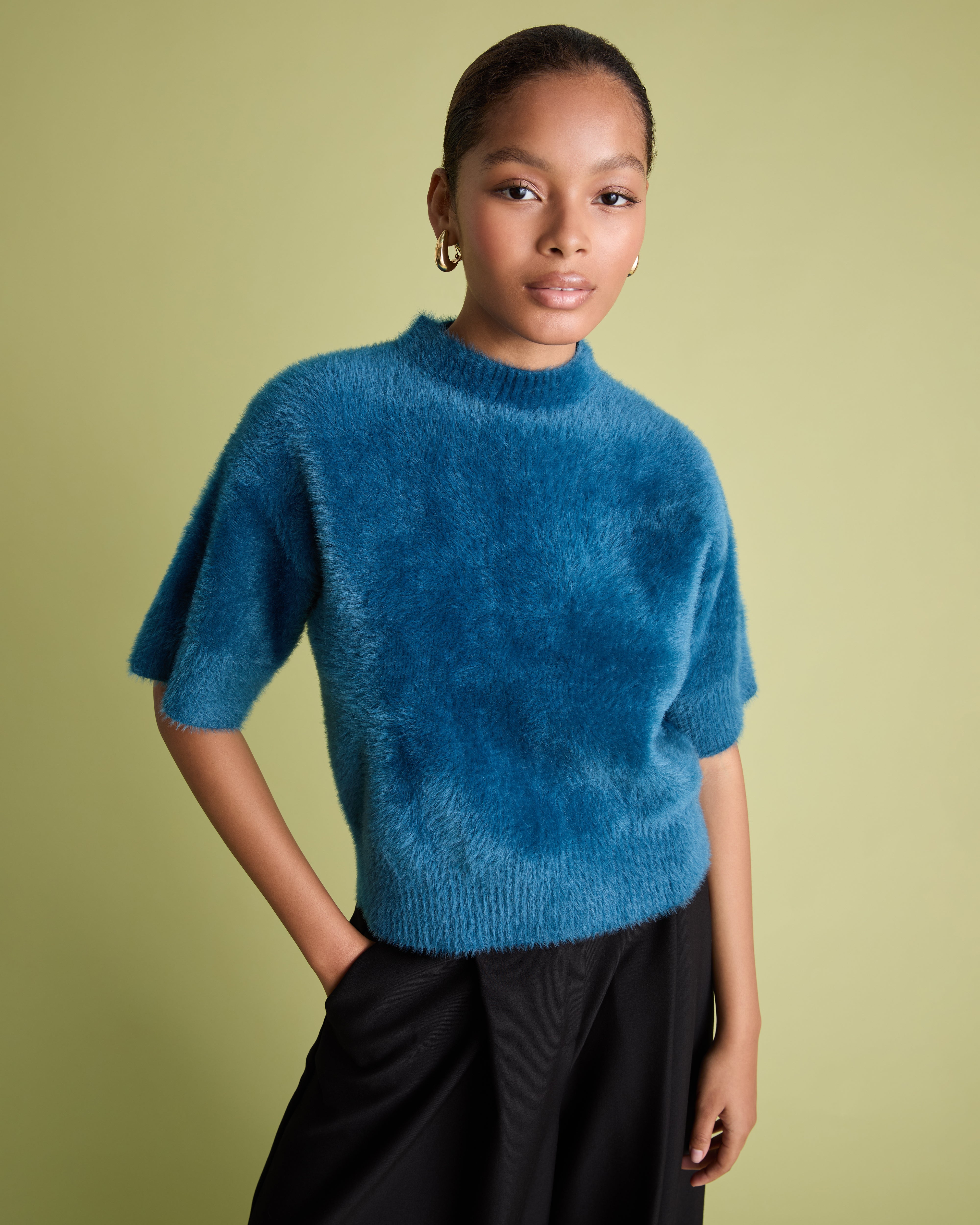 Turquoise Fluffy Knit Jumper