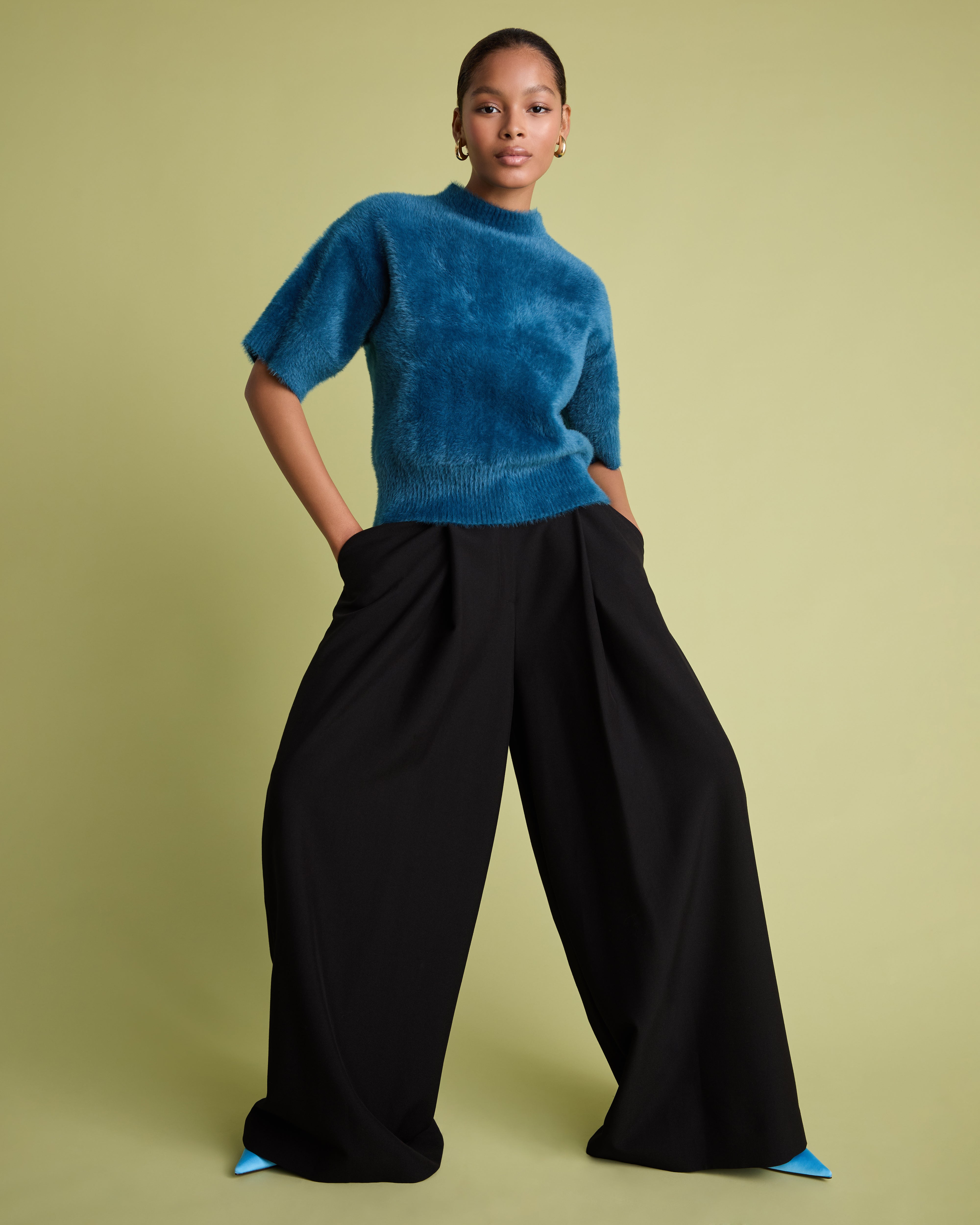 Turquoise Fluffy Knit Jumper