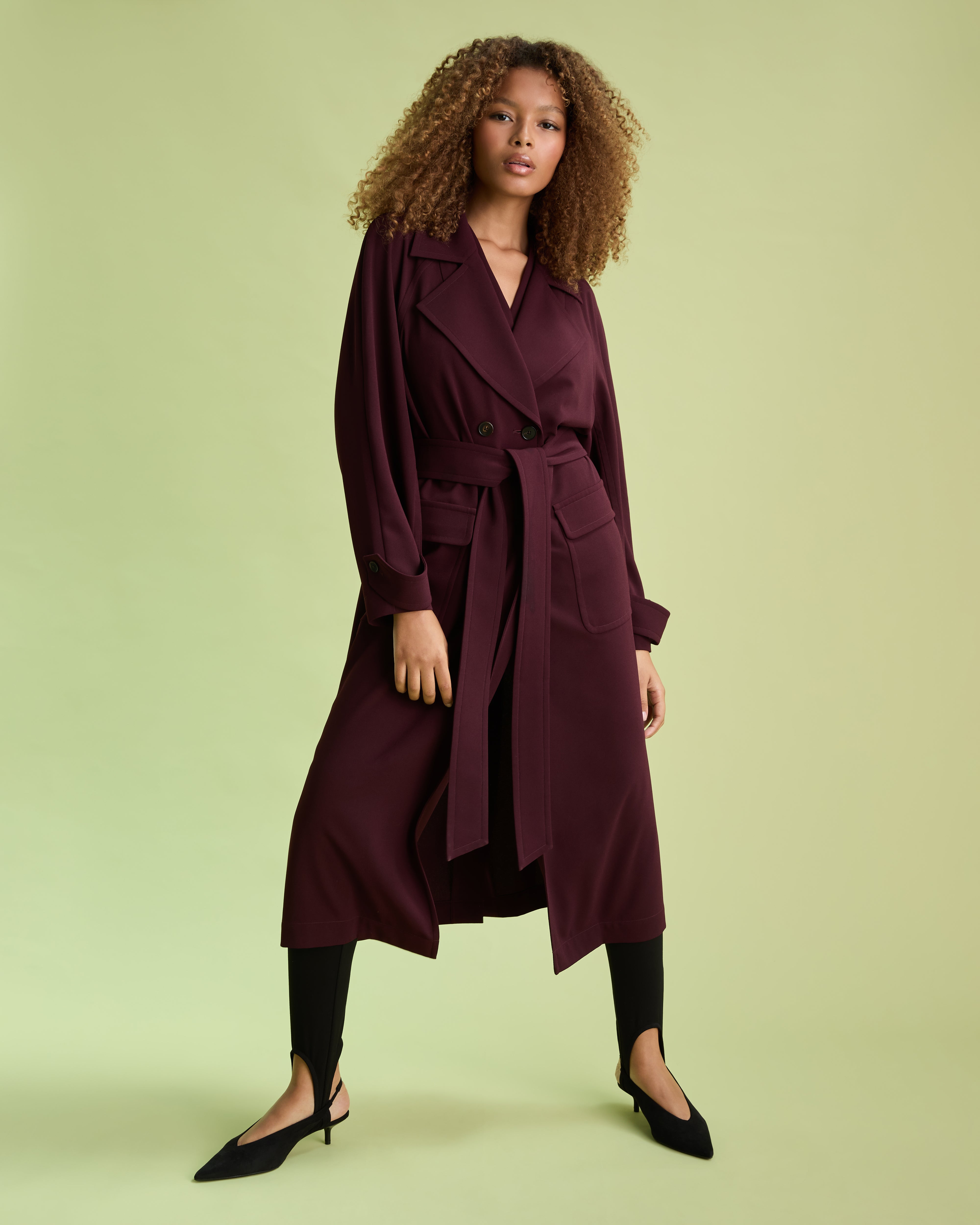 Burgundy Deconstructed Trench Coat