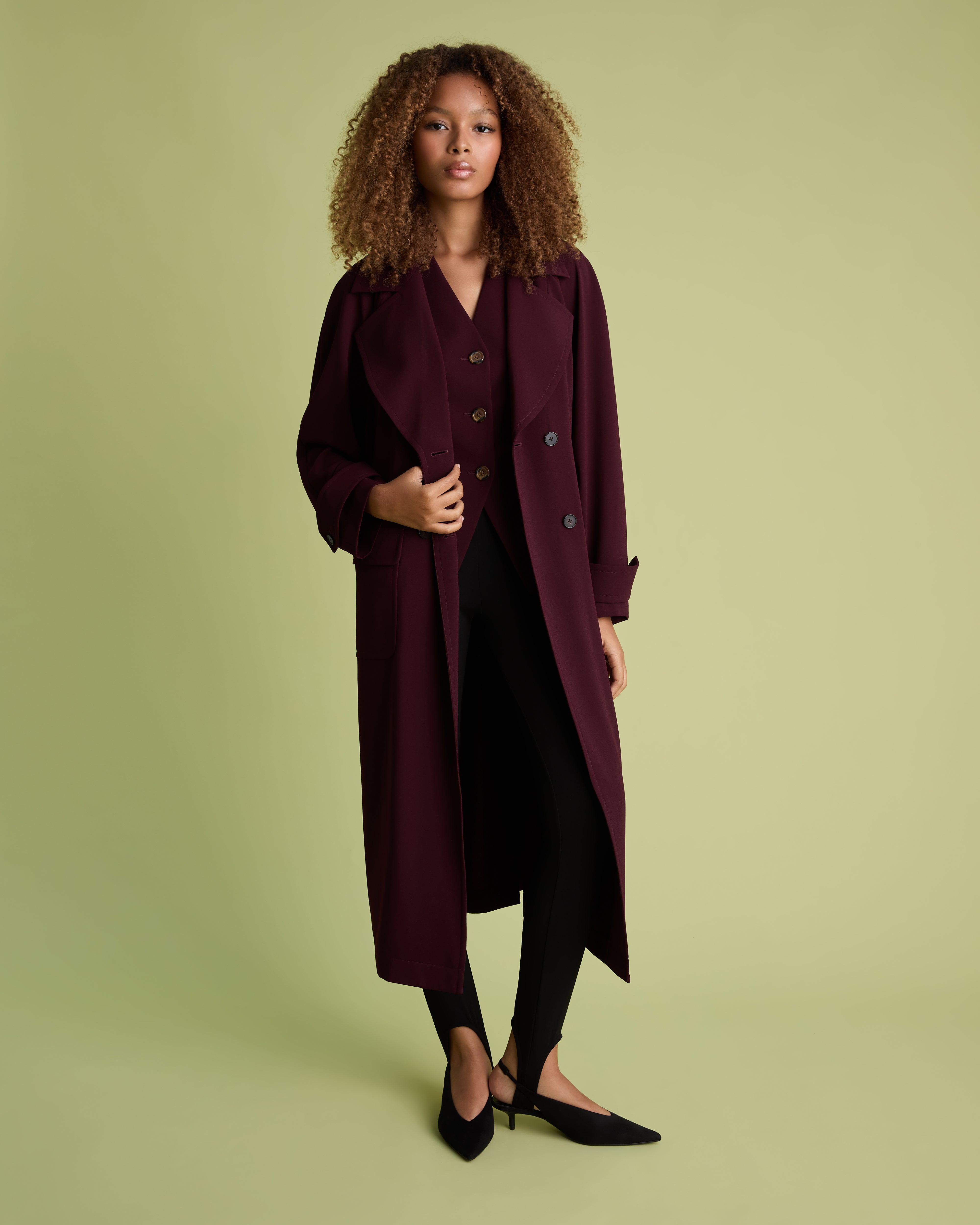 Burgundy Deconstructed Trench Coat