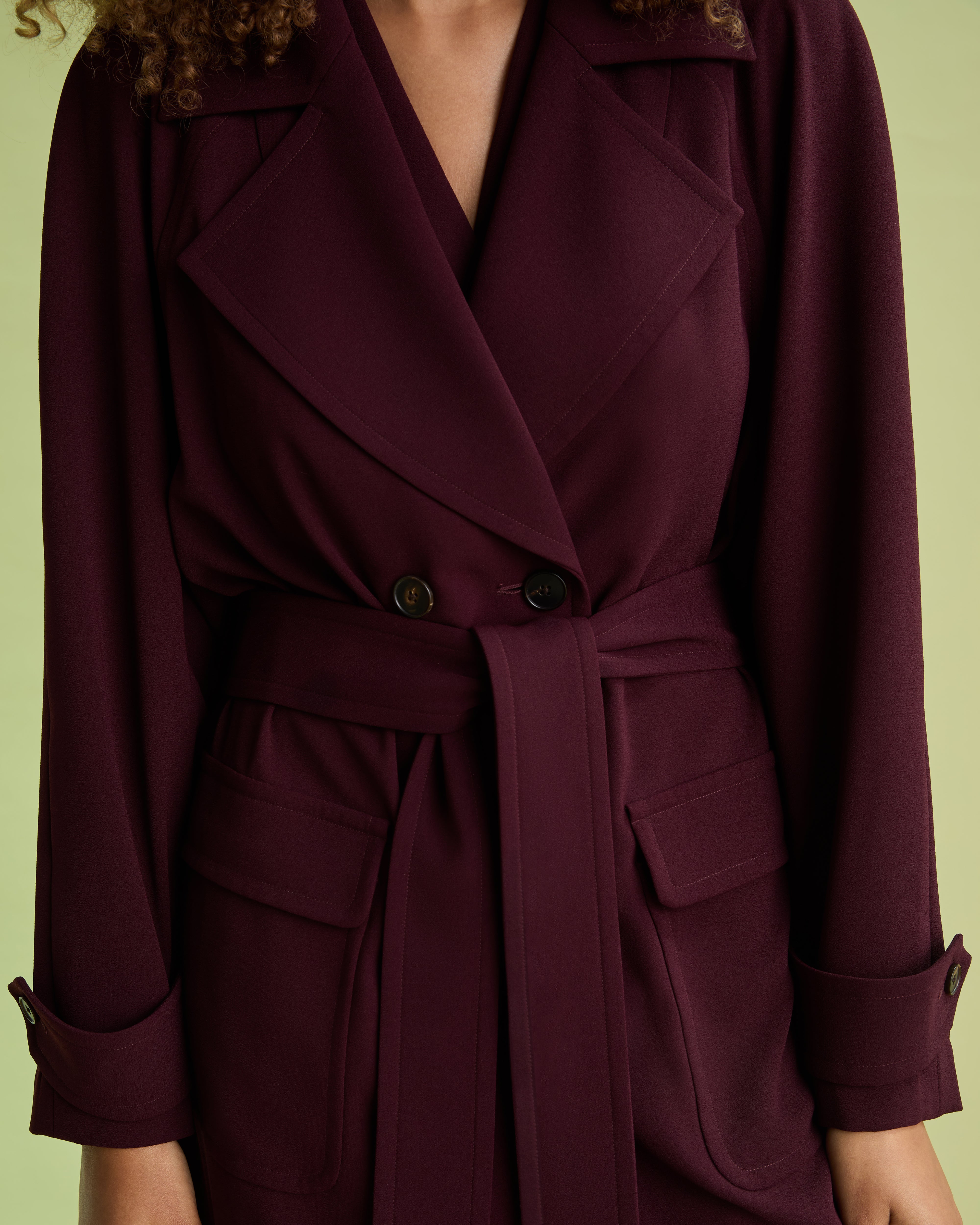 Burgundy Deconstructed Trench Coat