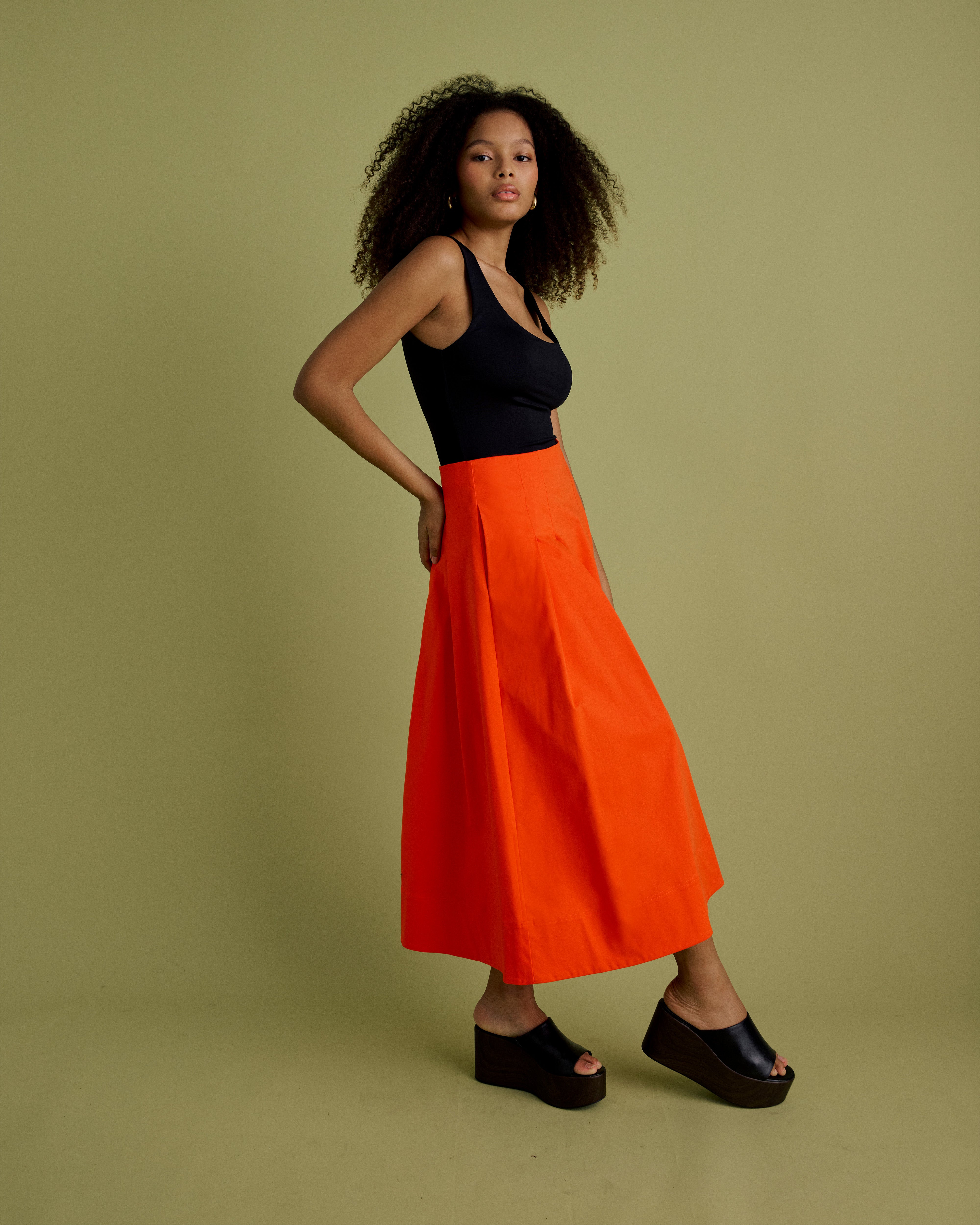 Cotton Full Midi Skirt