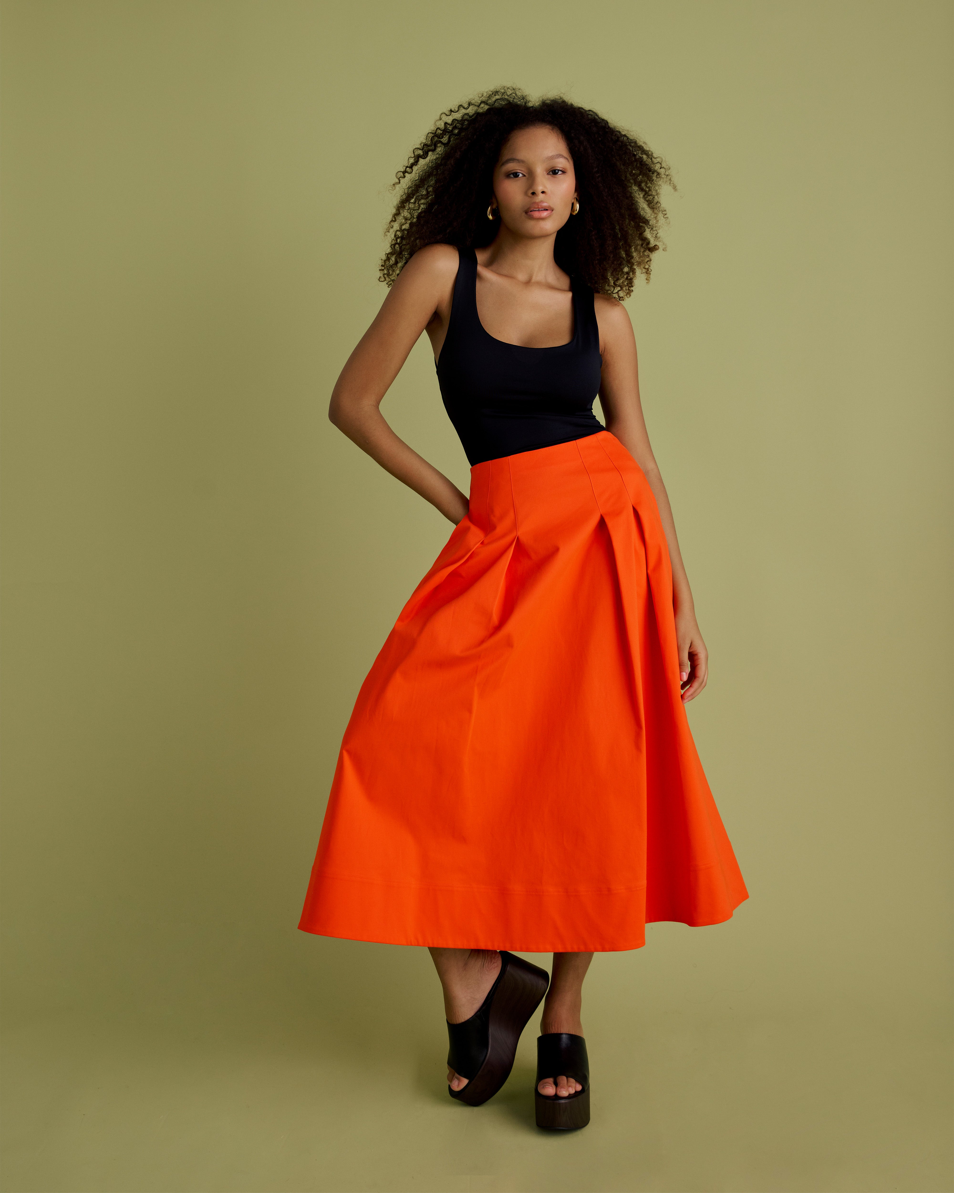 Cotton Full Midi Skirt