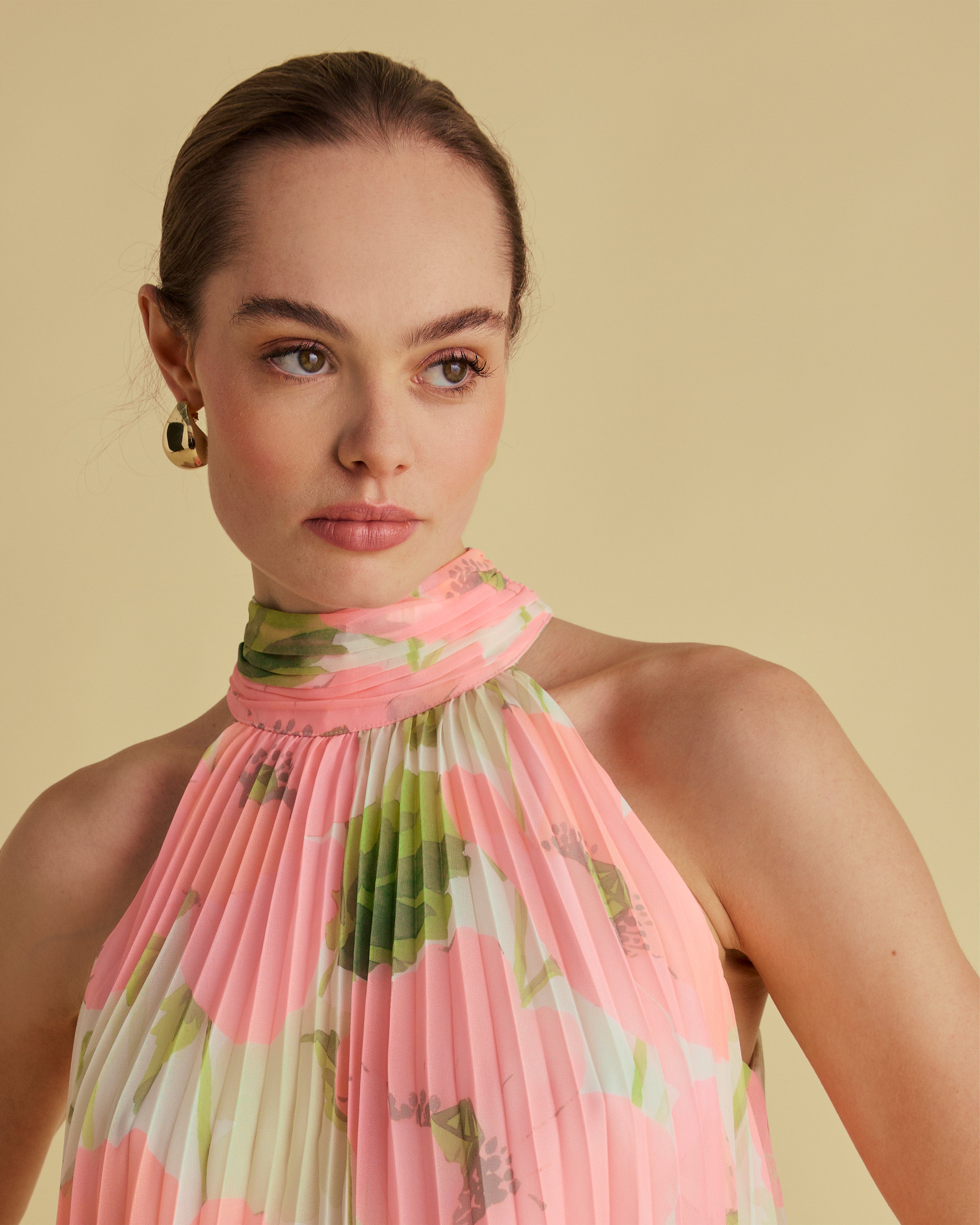 Tie Back Print Halter Top