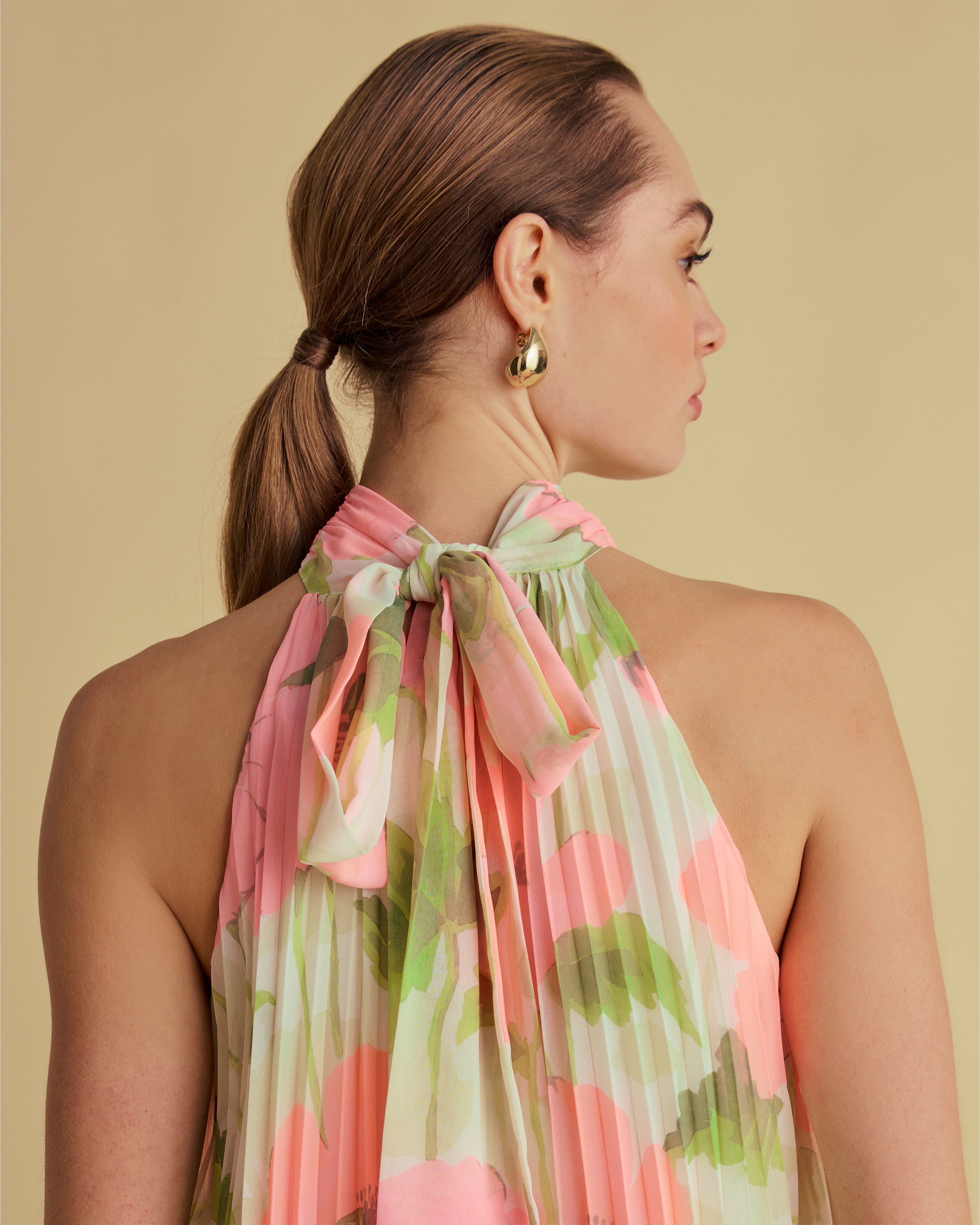 Tie Back Print Halter Top