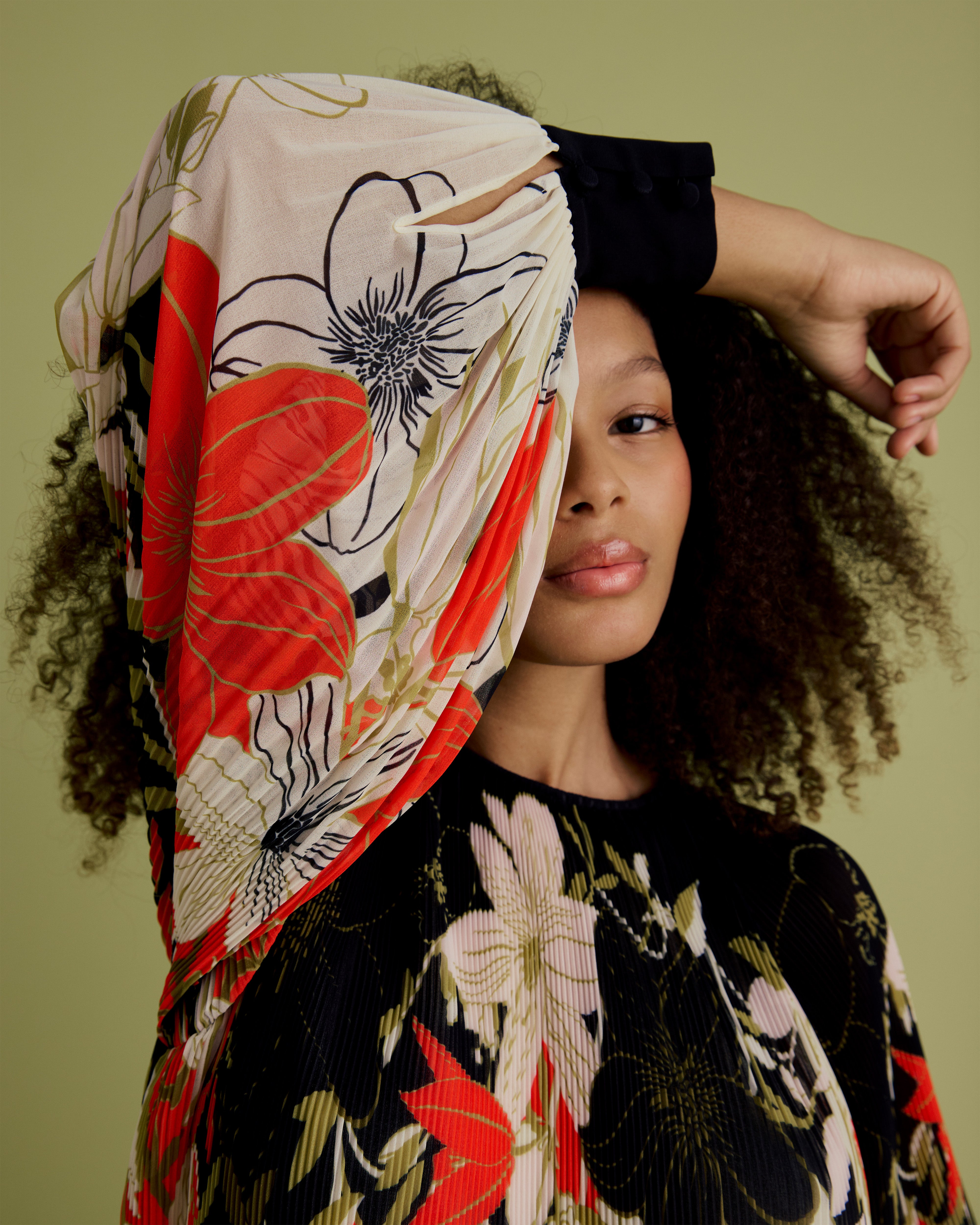 Pleated Blouson Sleeve Top