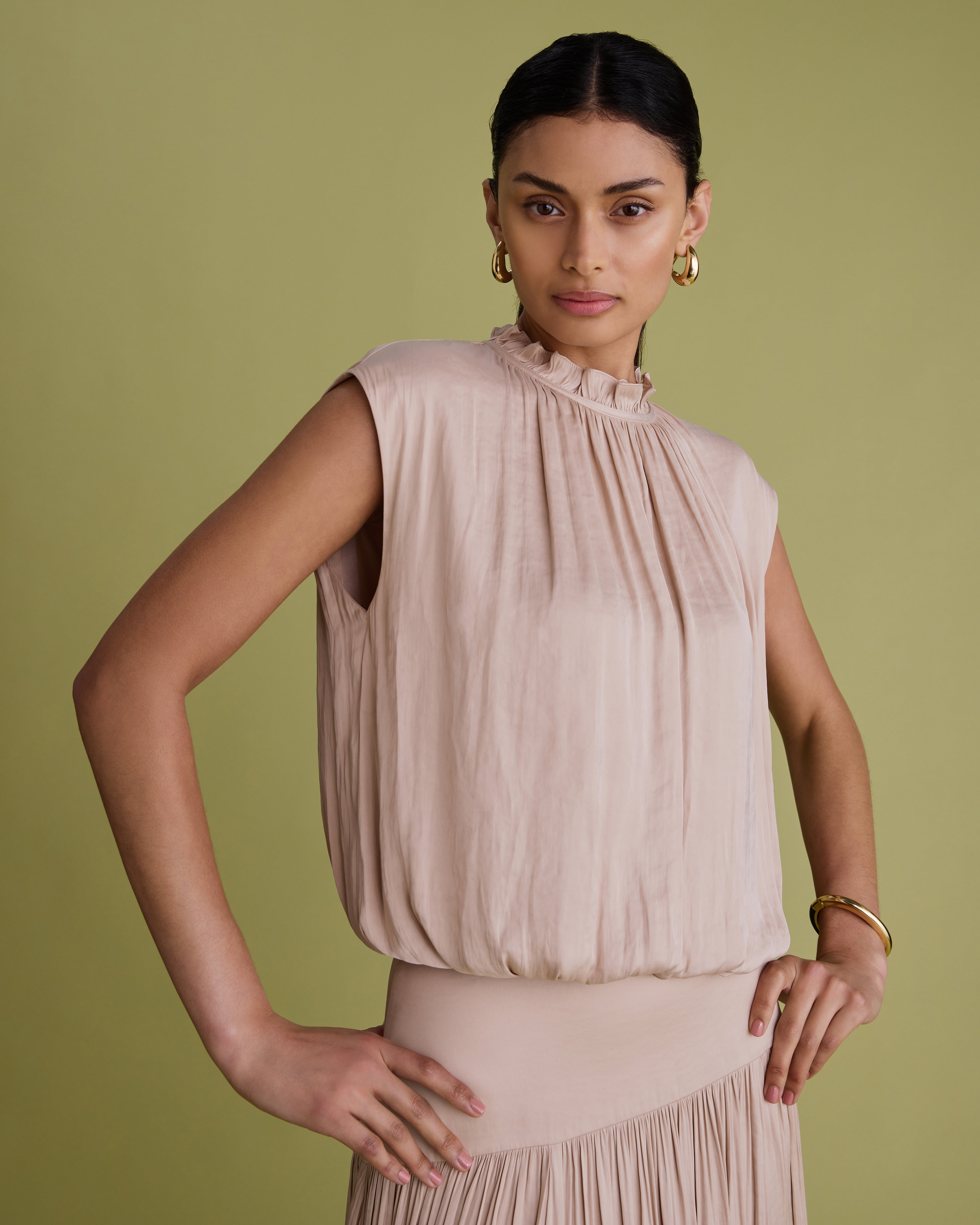 Frill Detail Blouson Top