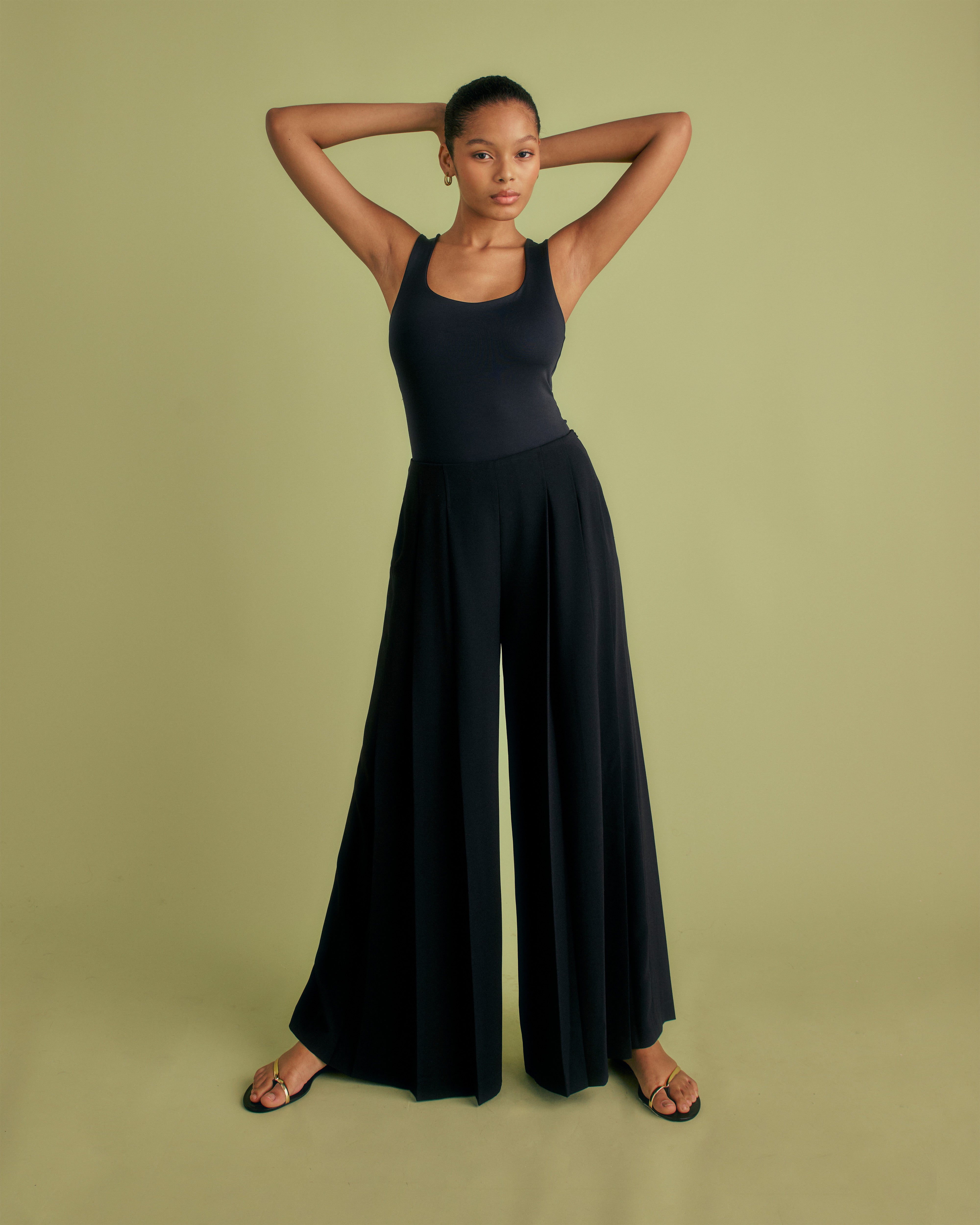 Deep Pleat Wide Leg Trousers