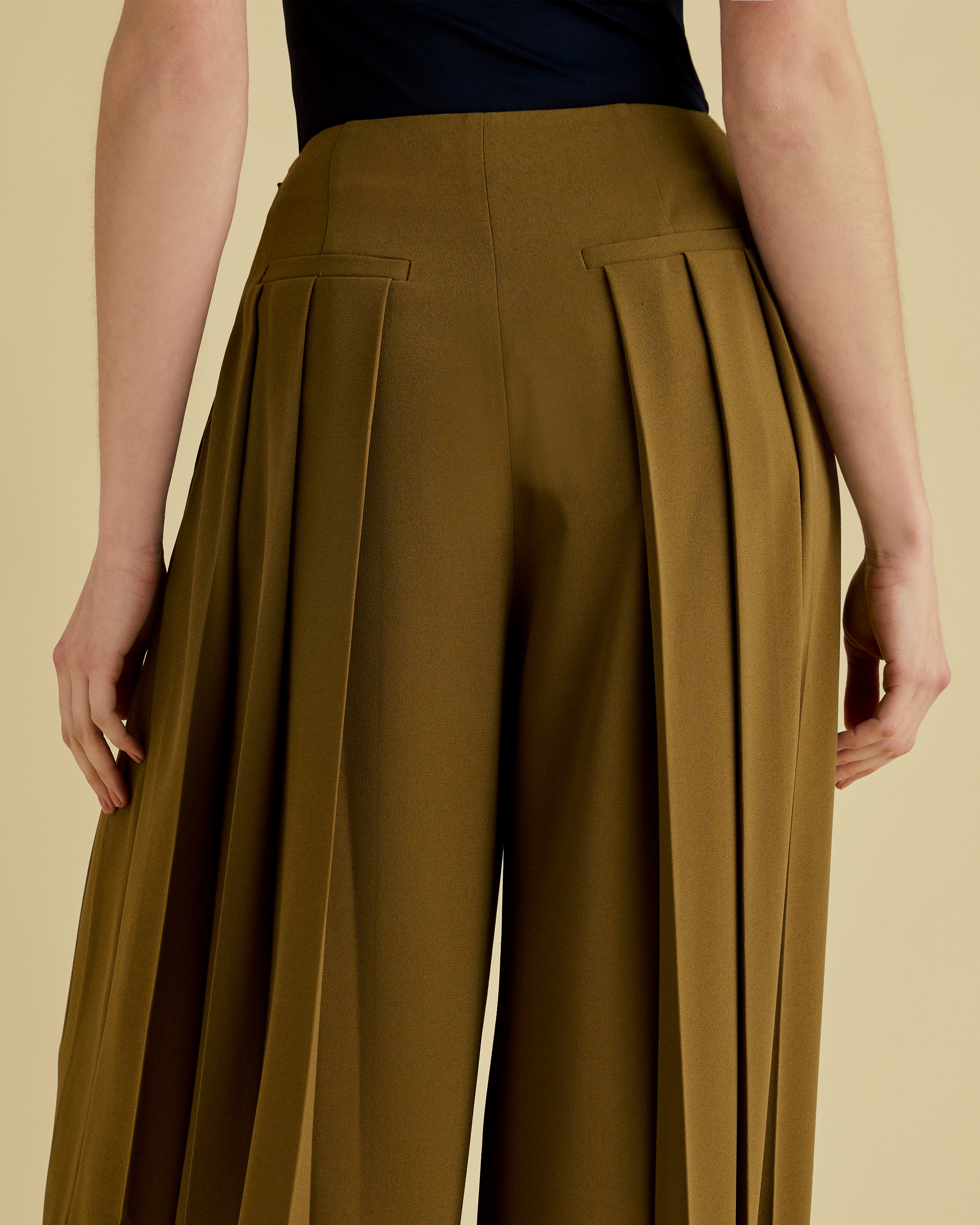 Deep Pleat Wide Leg Trousers