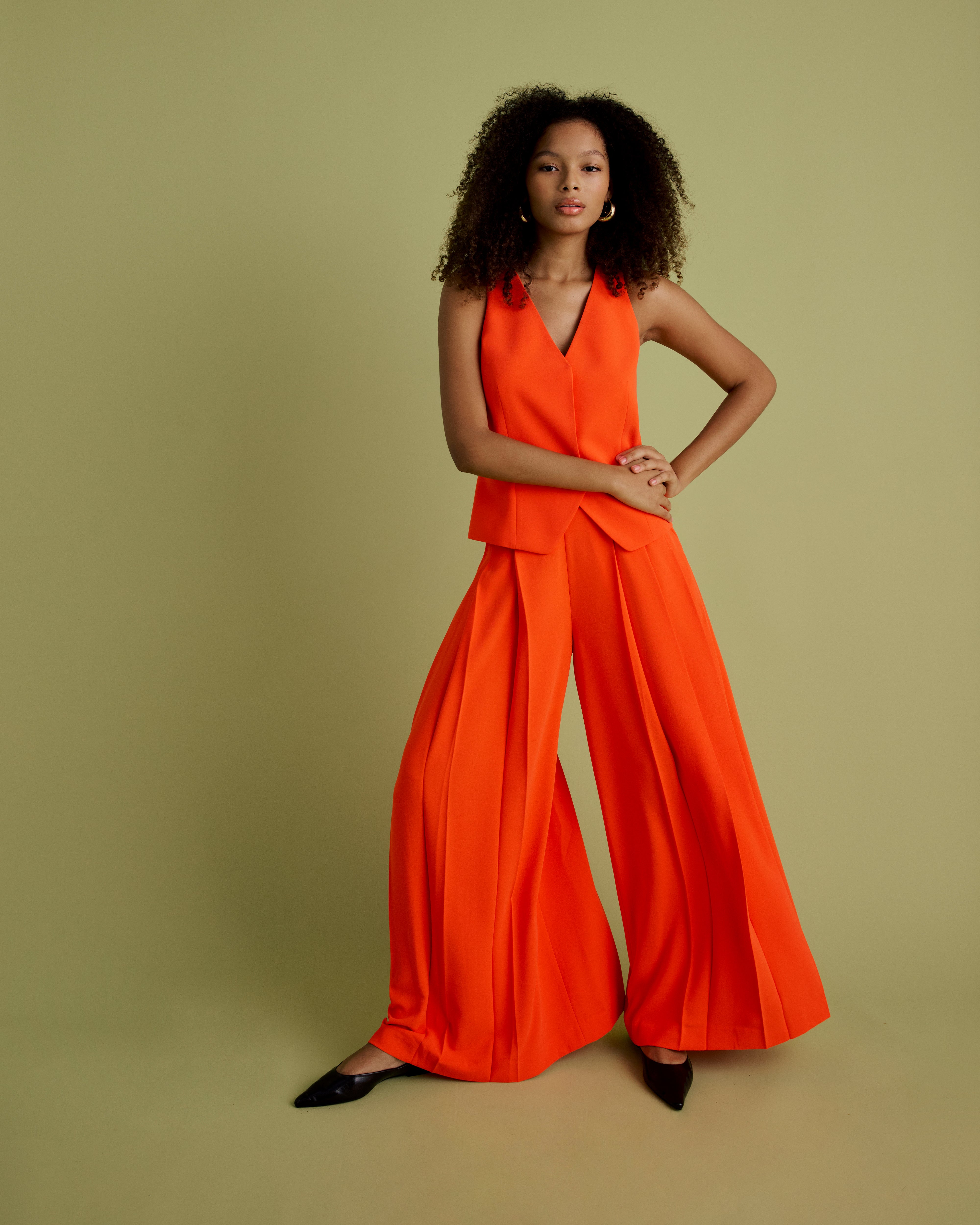Deep Pleat Wide Leg Trousers