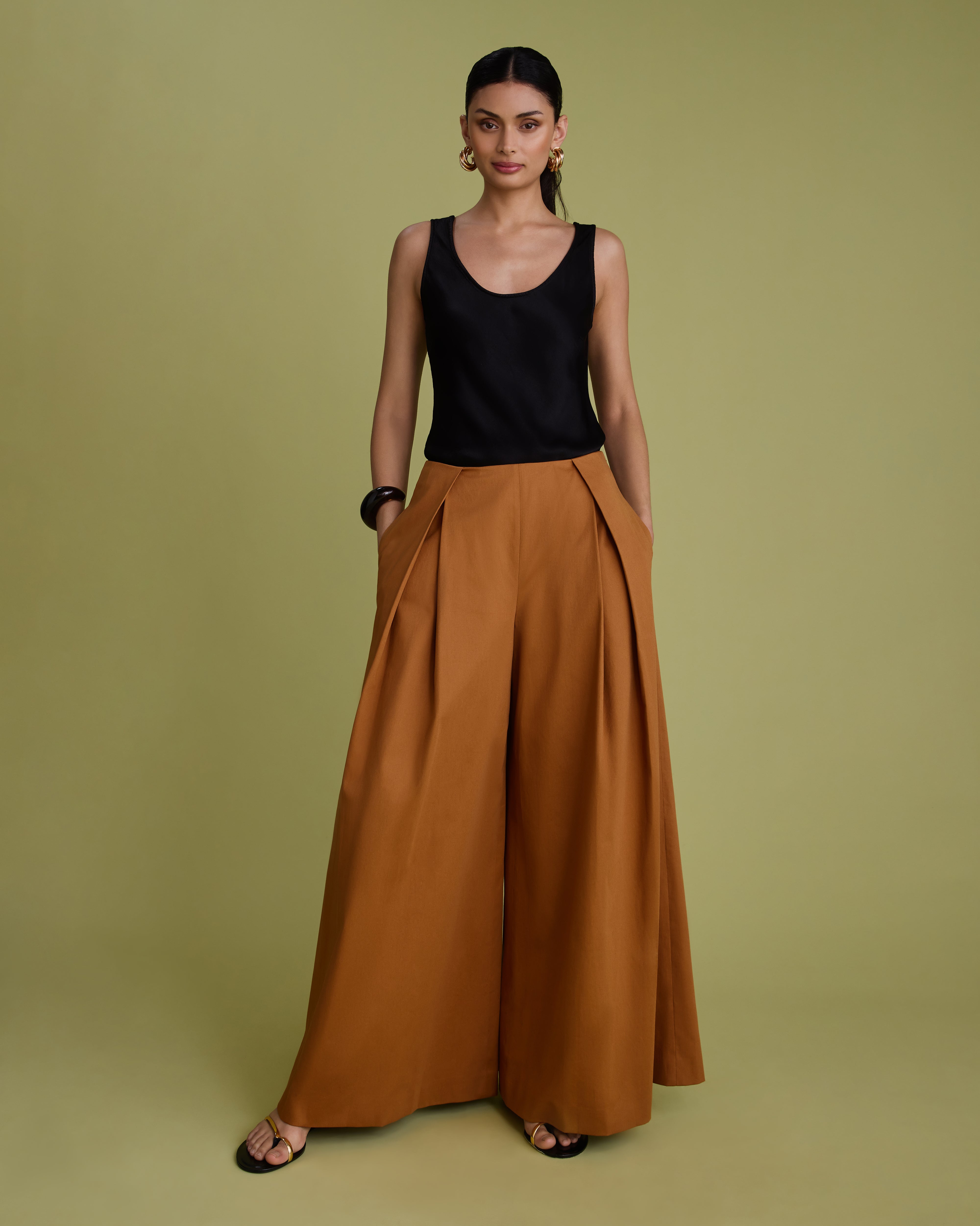Deep Pleat Wide Leg Trousers